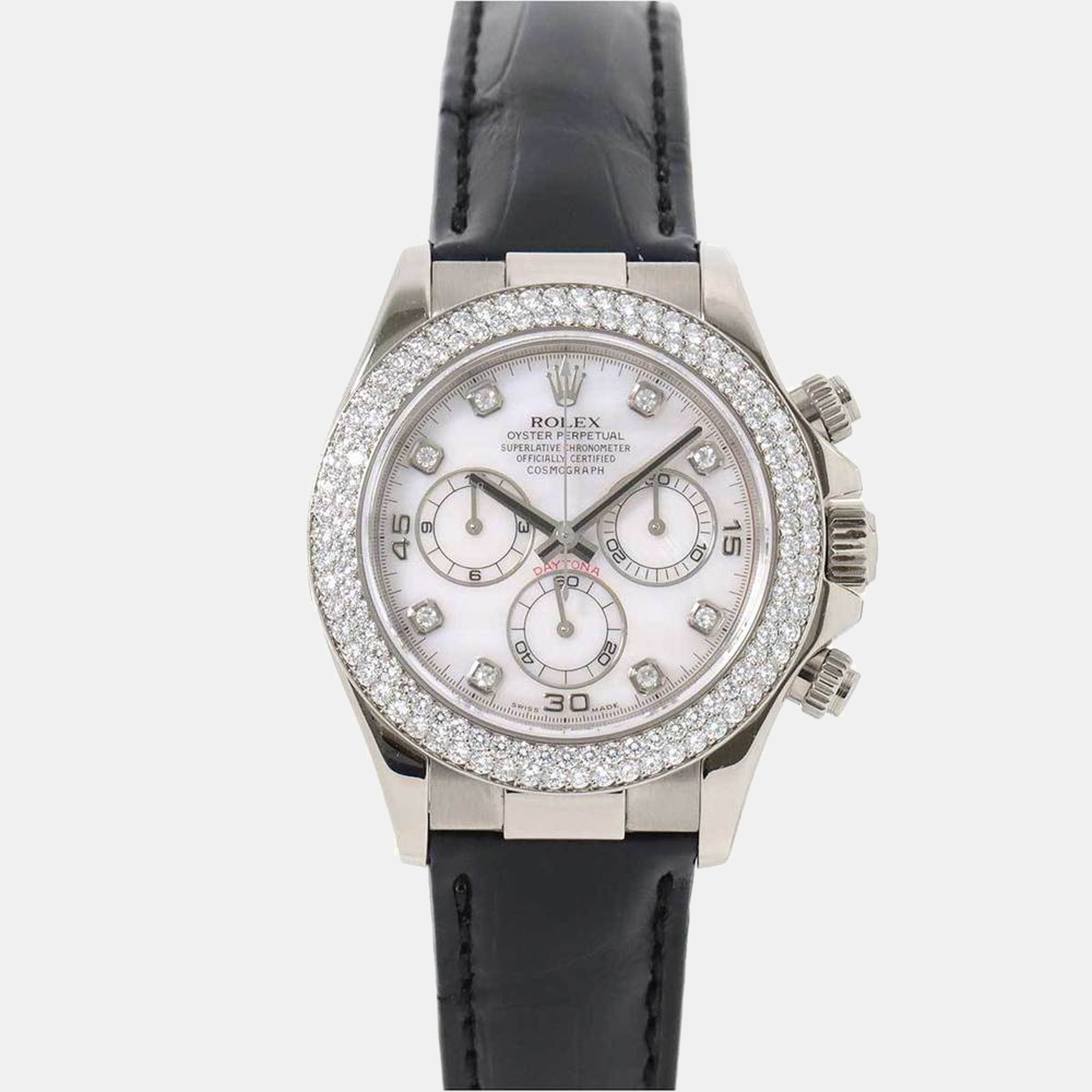 Rolex MOP Diamonds 18K White Gold Cosmograph Daytona 116589NG Men's Wristwatch 39 mm