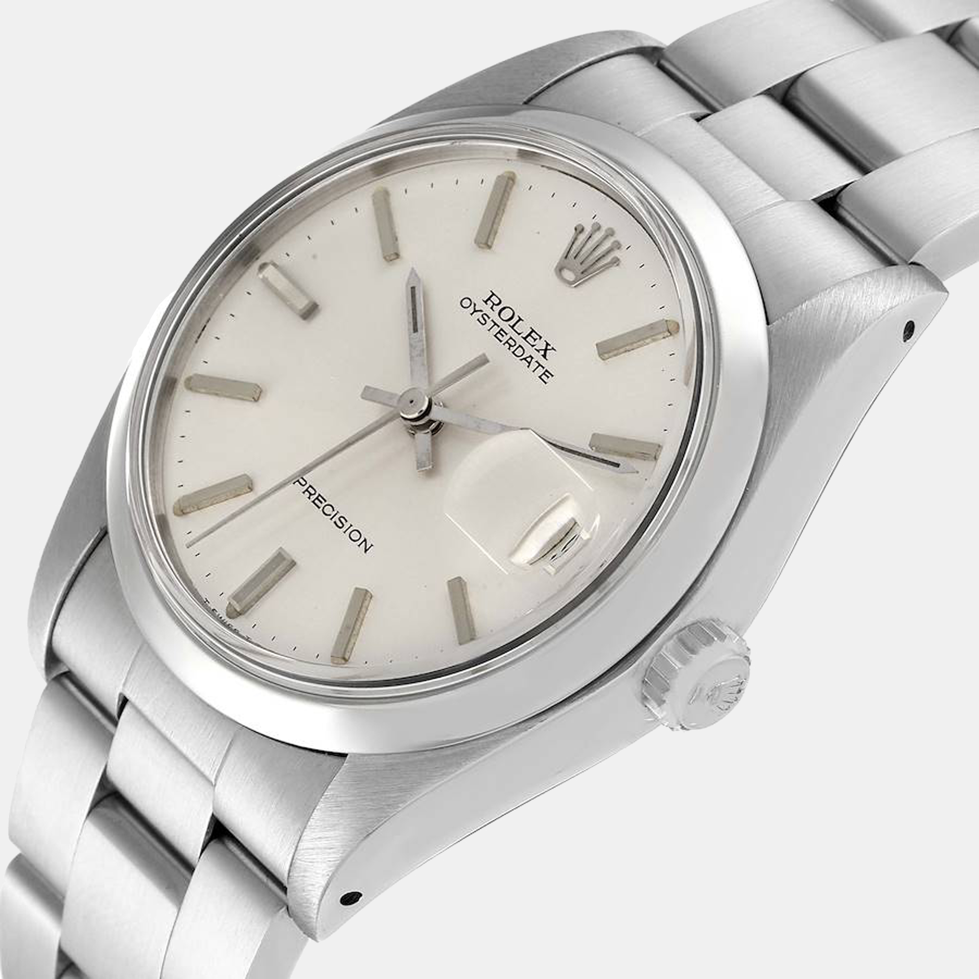 

Rolex Silver Stainless Steel Oysterdate Men's Wristwatch 35 mm
