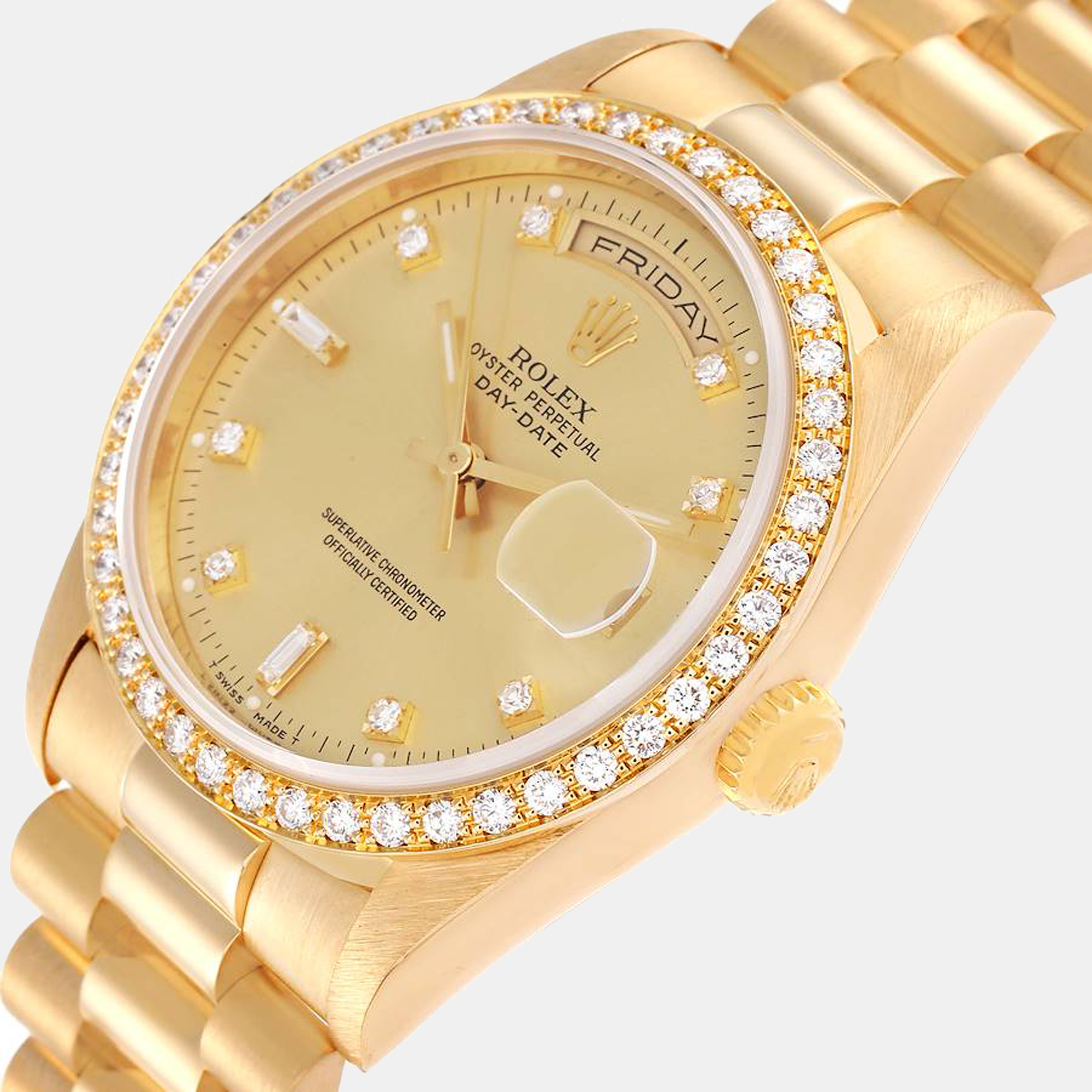 

Rolex President Day Date  Yellow Gold Diamond Men's Watch 18348