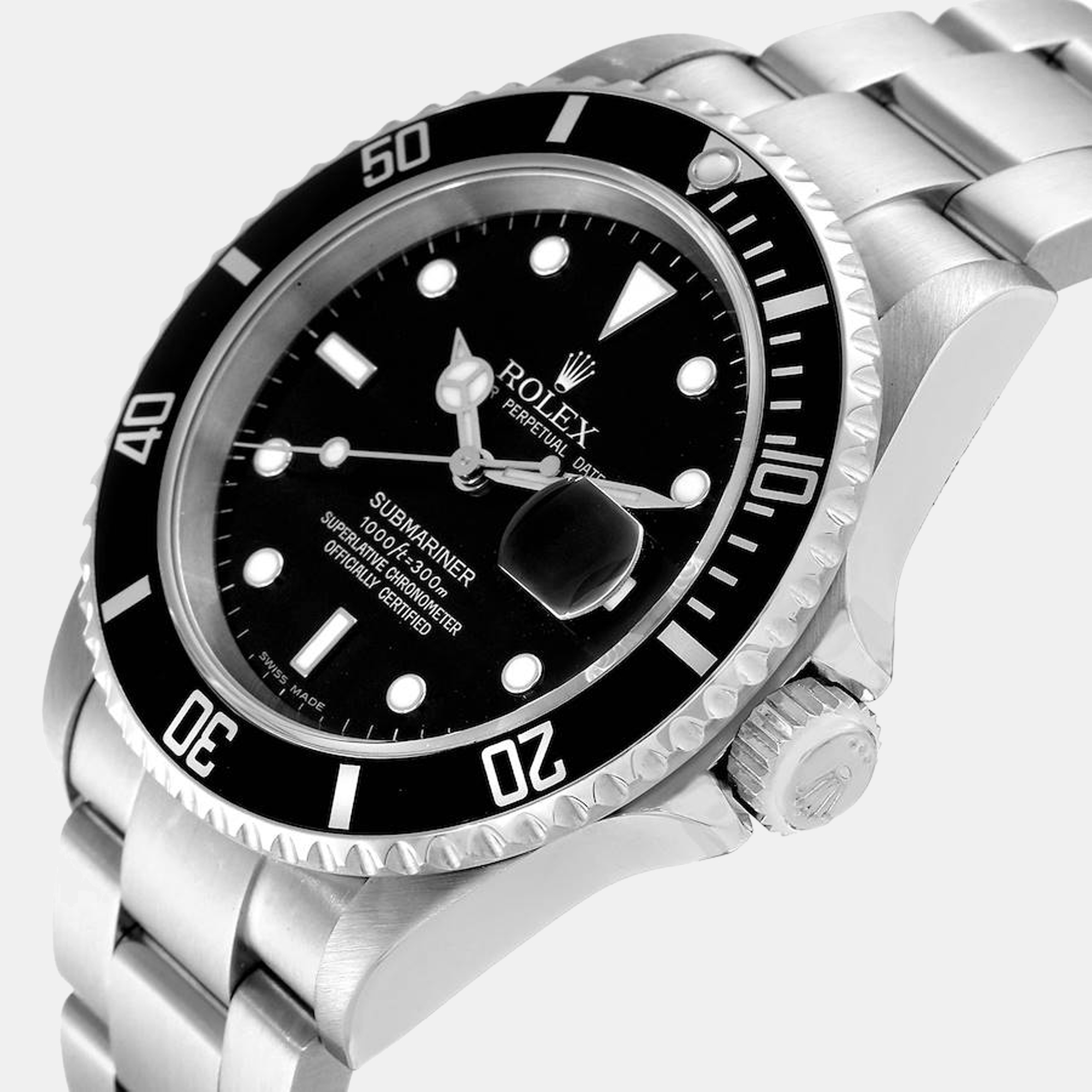 

Rolex Black Stainless Steel Submariner 16610 Men's Wristwatch 40 mm