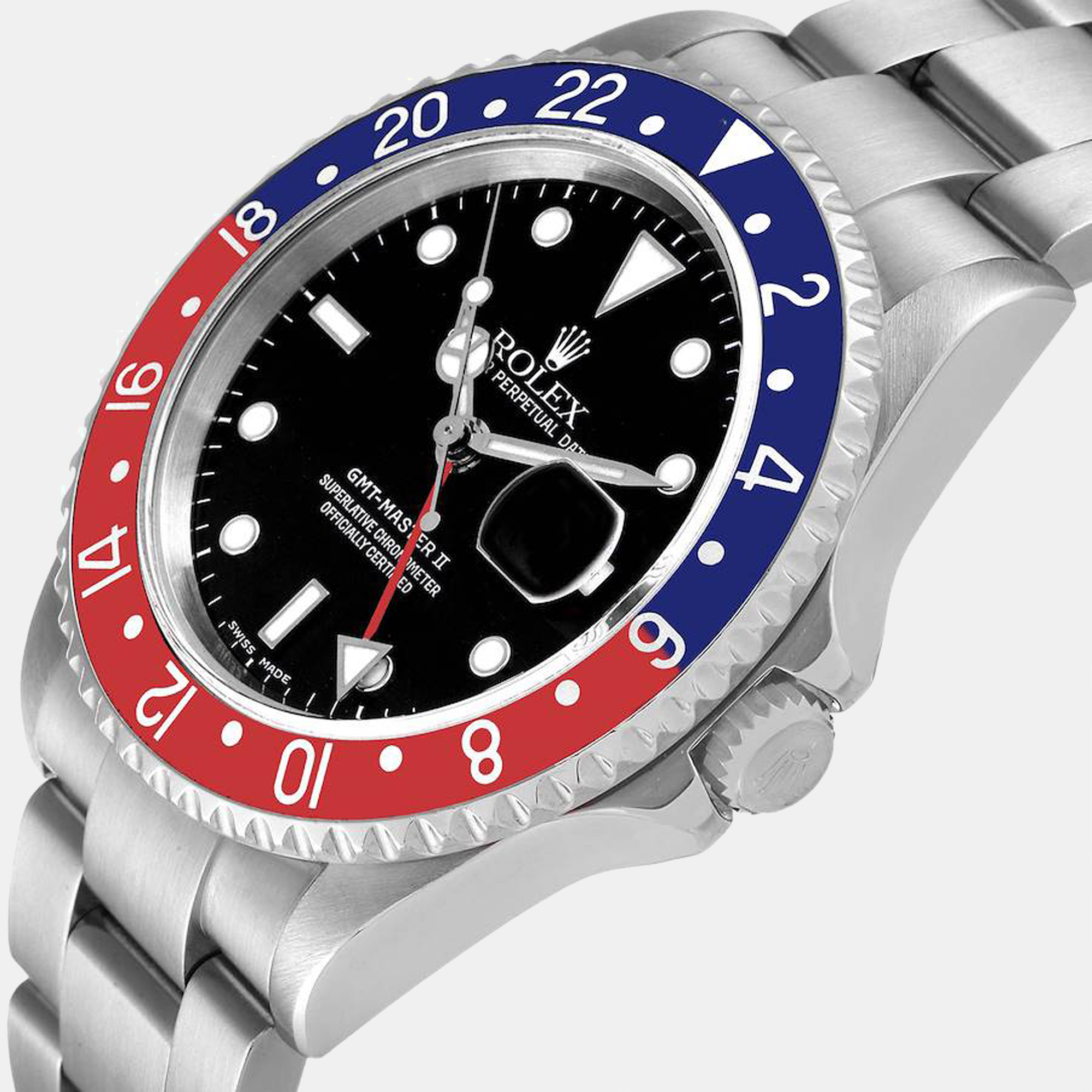 

Rolex Black Stainless Steel GMT-Master II Pepsi 16710 Men's Wristwatch 40 mm