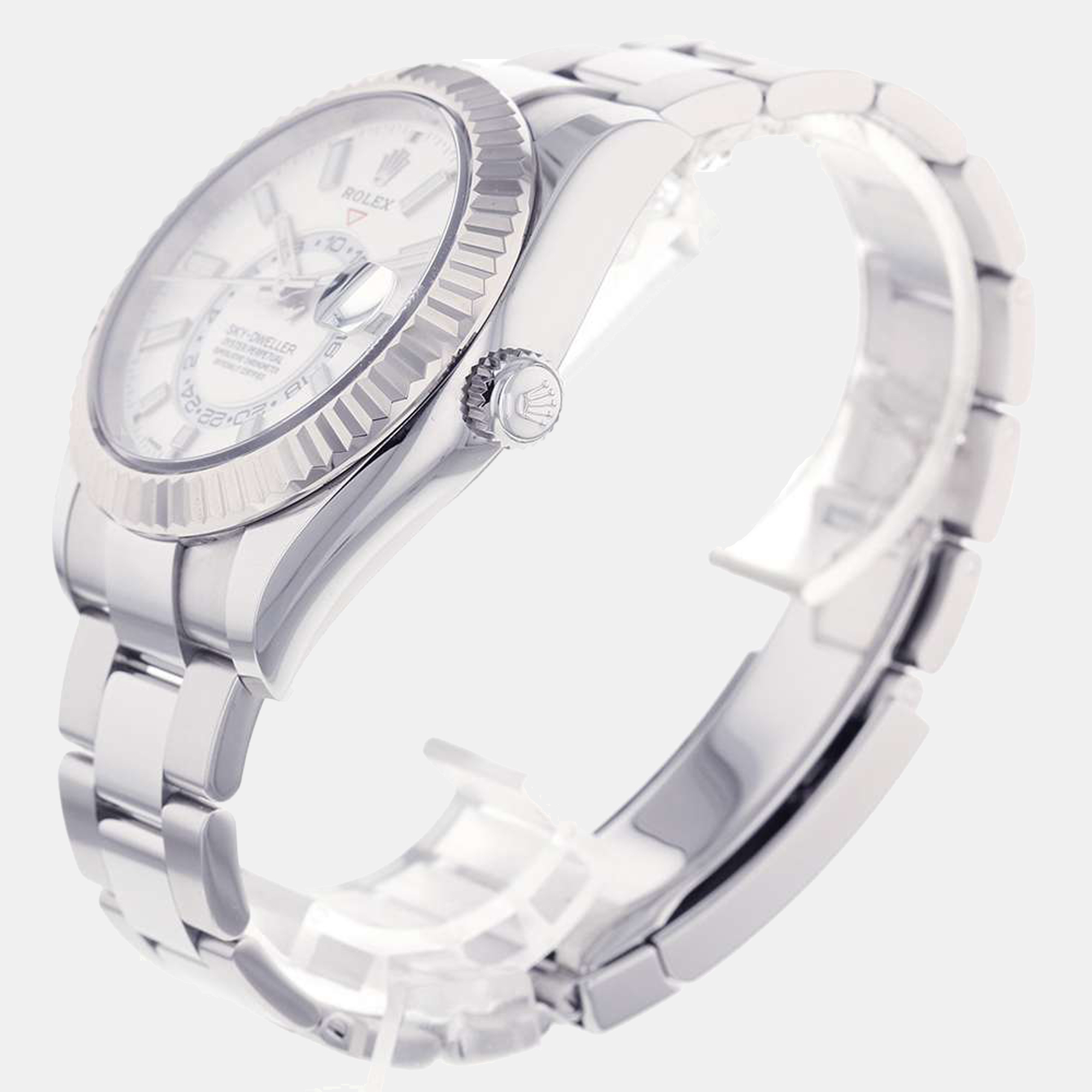 

Rolex White 18k White Gold And Stainless Steel Sky-Dweller 326934 Men's Wristwatch 42 mm