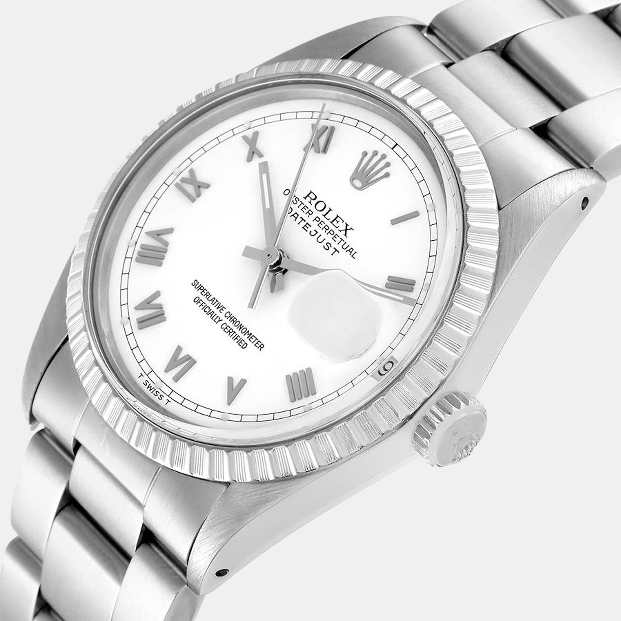 

Rolex White Stainless Steel Datejust 16030 Men's Wristwatch 36 mm