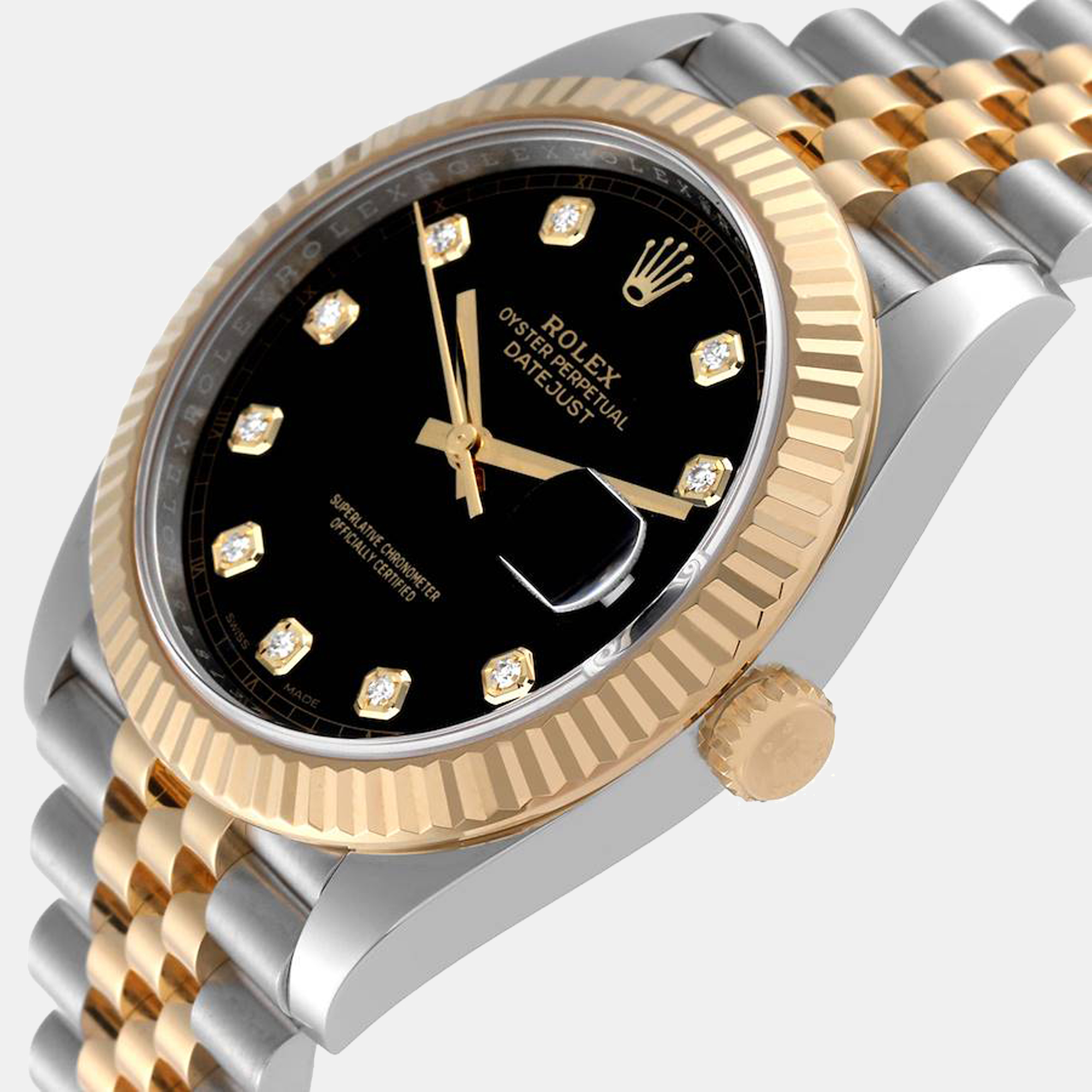 

Rolex Datejust 41 Steel Yellow Gold Black Diamond Dial Watch 126333