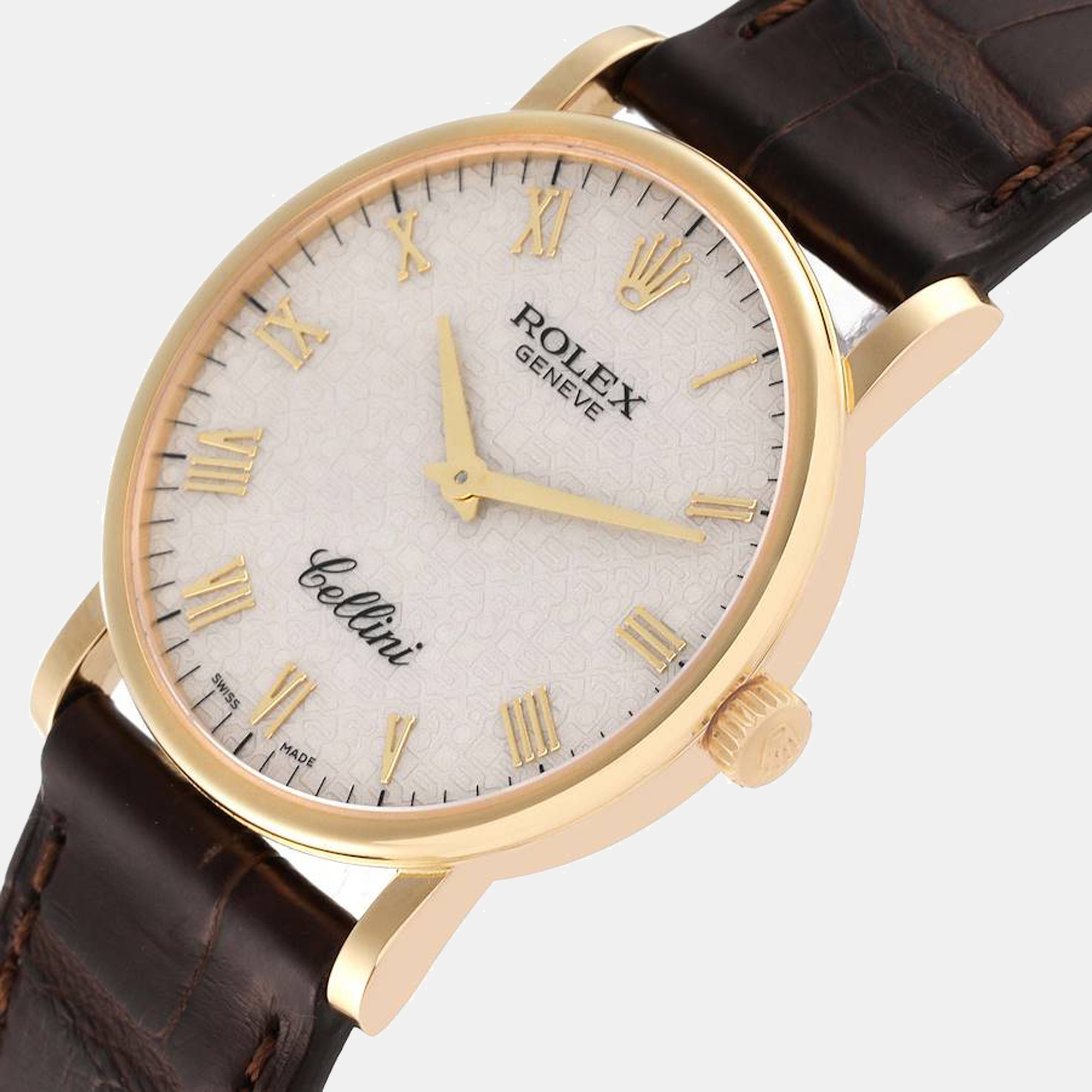 

Rolex Silver 18K Yellow Gold Cellini 5115 Men's Wristwatch 32 mm
