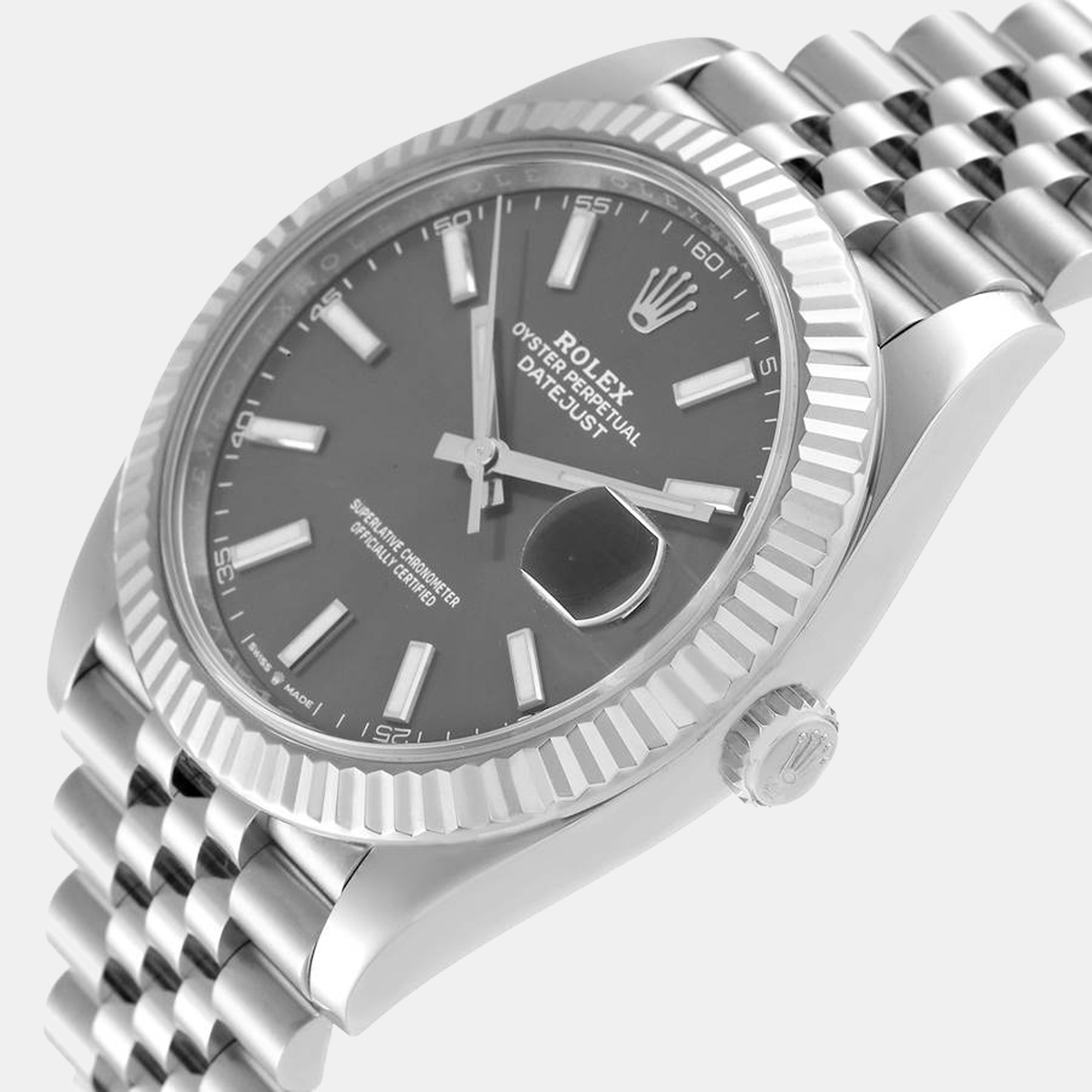 

Rolex Grey 18K White Gold And Stainless Steel Datejust 126334 Automatic Men's Wristwatch 41 mm