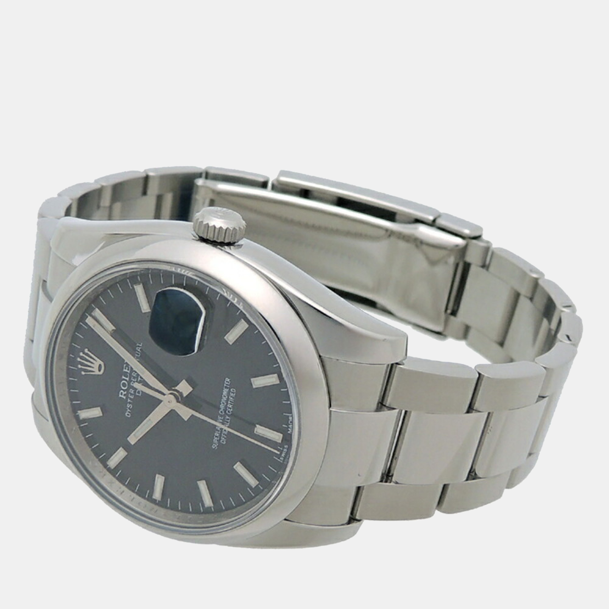 

Rolex Black Stainless Steel Oyster Perpetual 115200 Men's Wristwatch 34 mm
