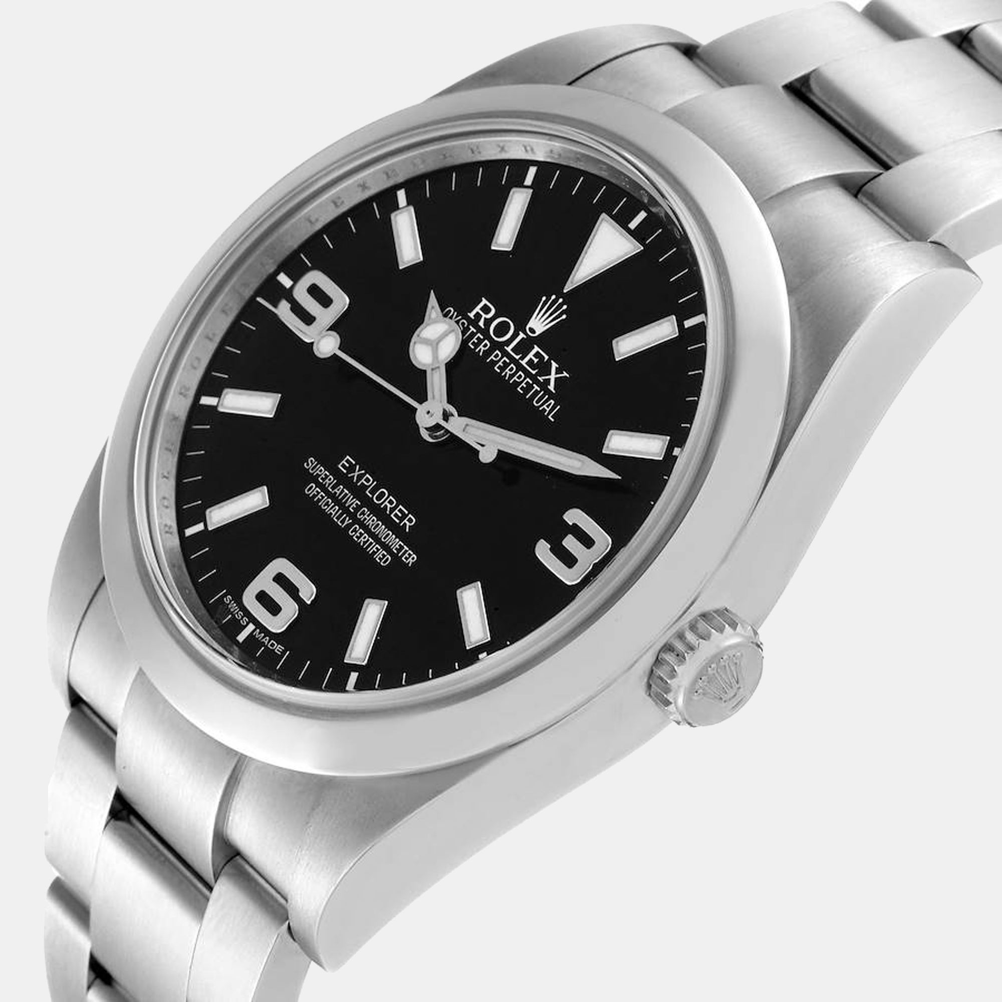 

Rolex Black Stainless Steel Explorer 214270 Men's Wristwatch 39 mm