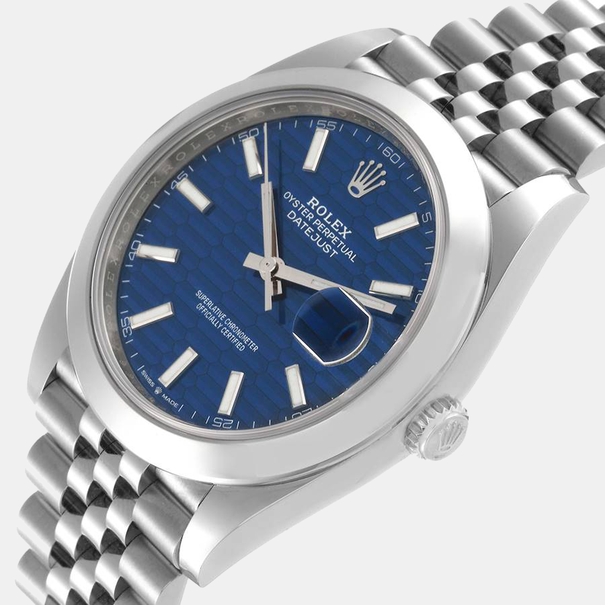 

Rolex Blue Stainless Steel Datejust 126300 Automatic Men's Wristwatch 41 mm