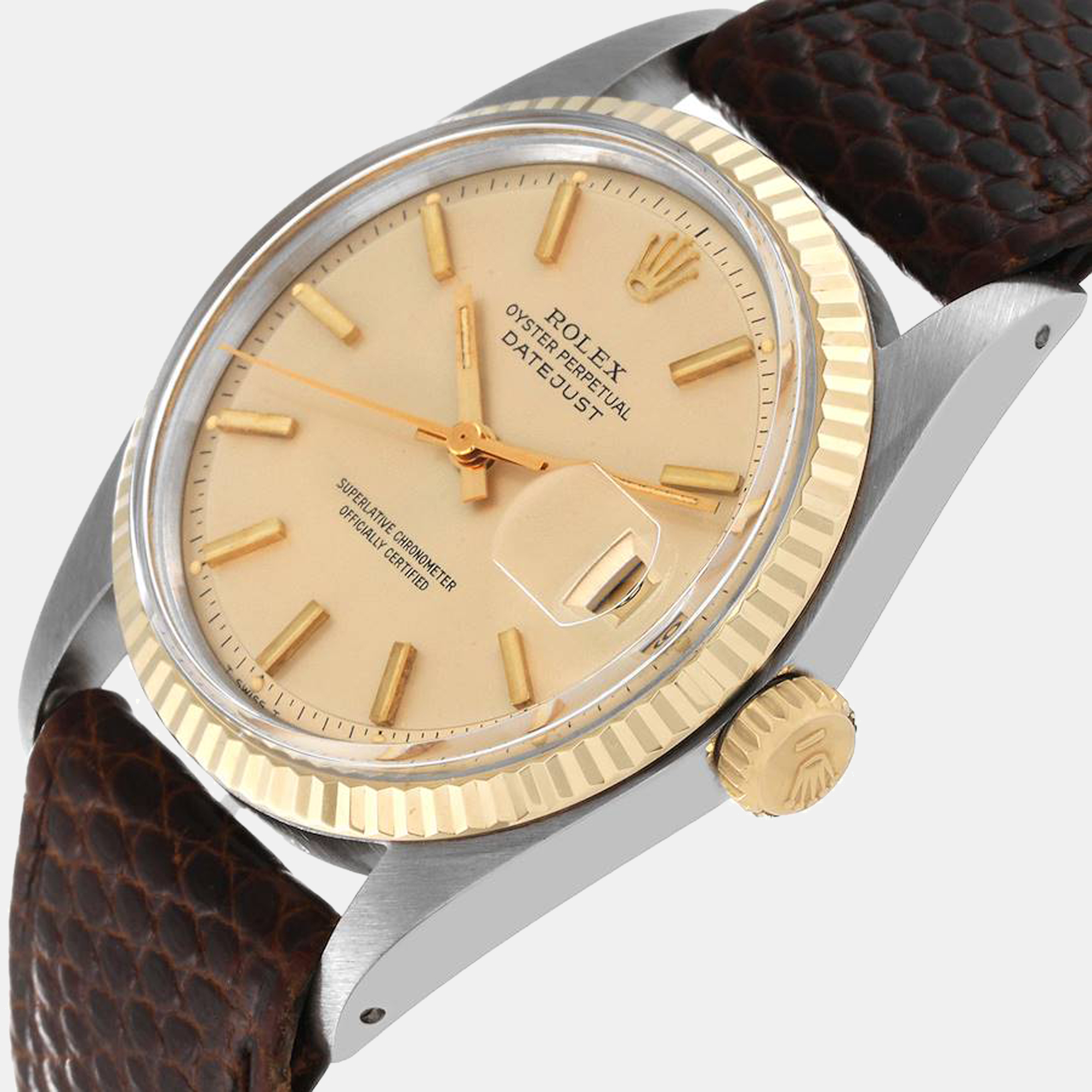 

Rolex Silver 18K Yellow Gold And Stainless Steel Datejust 1601 Men's Wristwatch 36 mm