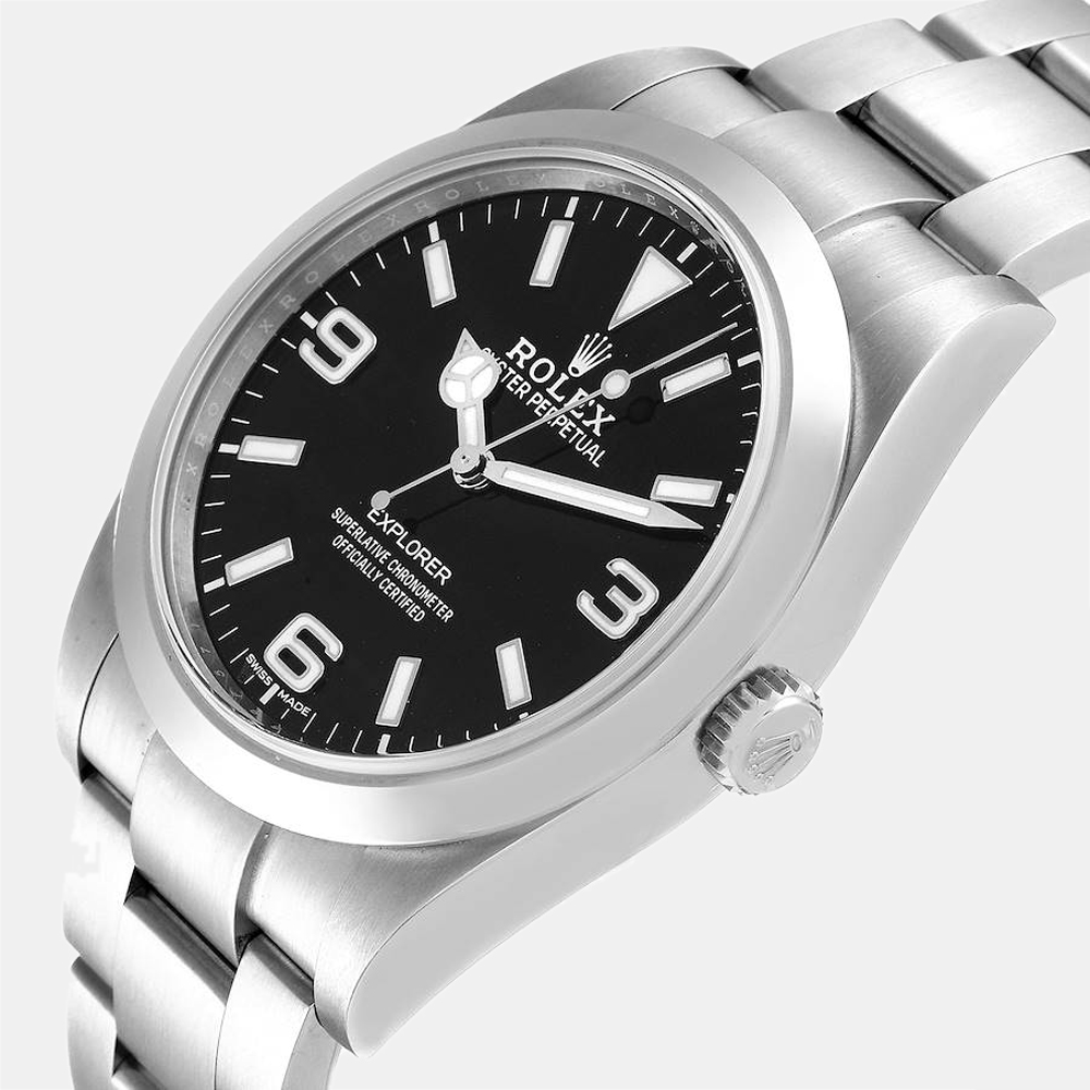 

Rolex Black Stainless Steel Explorer 214270 Men's Wristwatch 39 mm