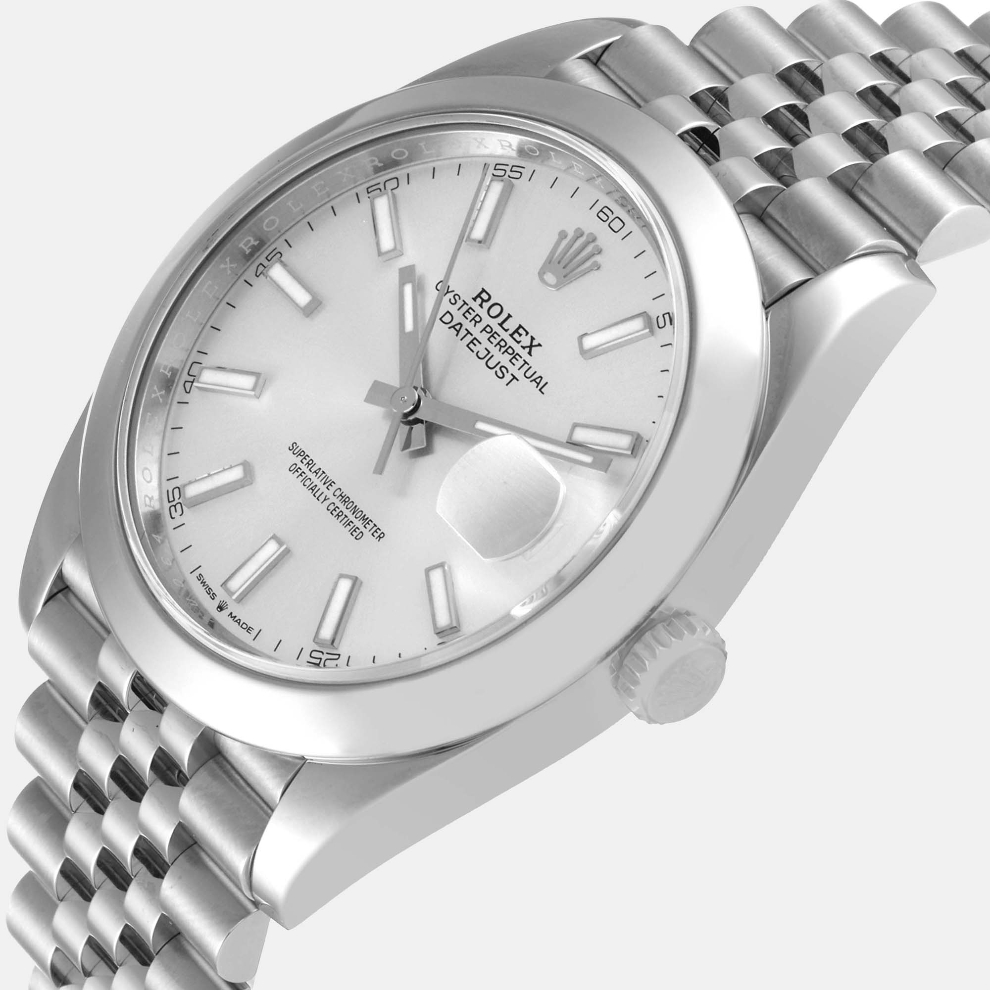 

Rolex Silver Stainless Steel Datejust 126300 Men's Wristwatch 41 mm