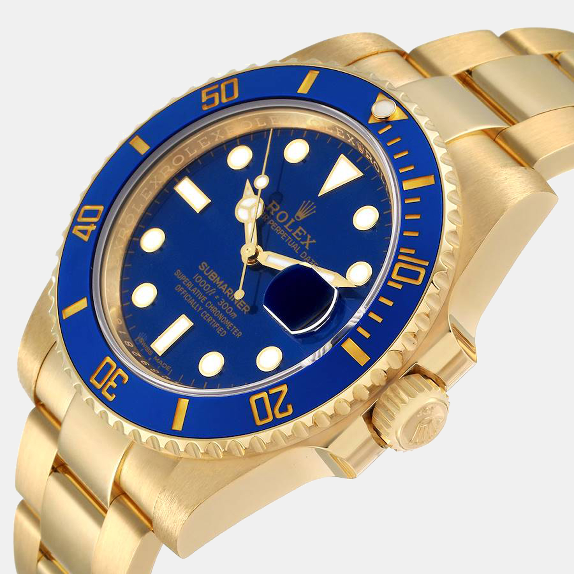 

Rolex Submariner Yellow Gold Blue Dial Ceramic Bezel Men's Watch 116618