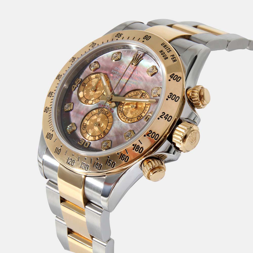 

Rolex MOP Diamonds 18K Yellow Gold And Stainless Steel Cosmograph Daytona 116523 Men's Wristwatch 40 mm, Multicolor