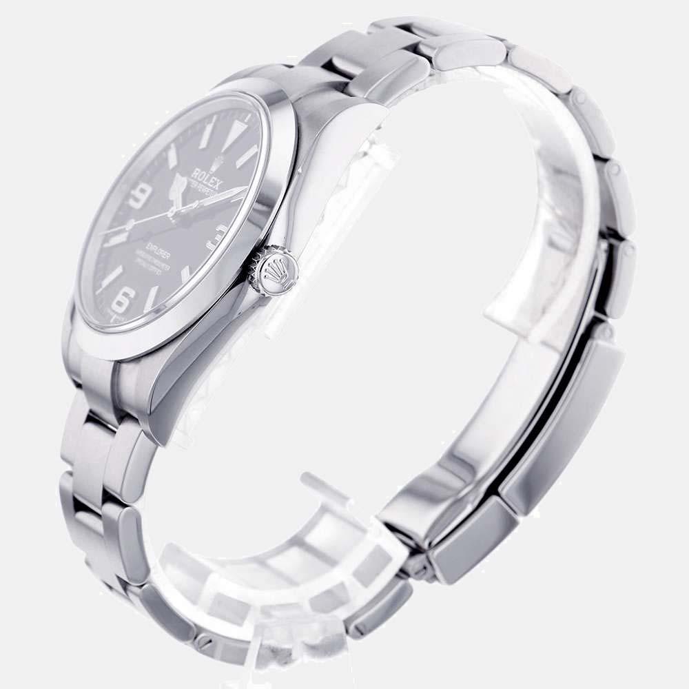 

Rolex Black Stainless Steel Explorer 214270 Men's Wristwatch 39 mm