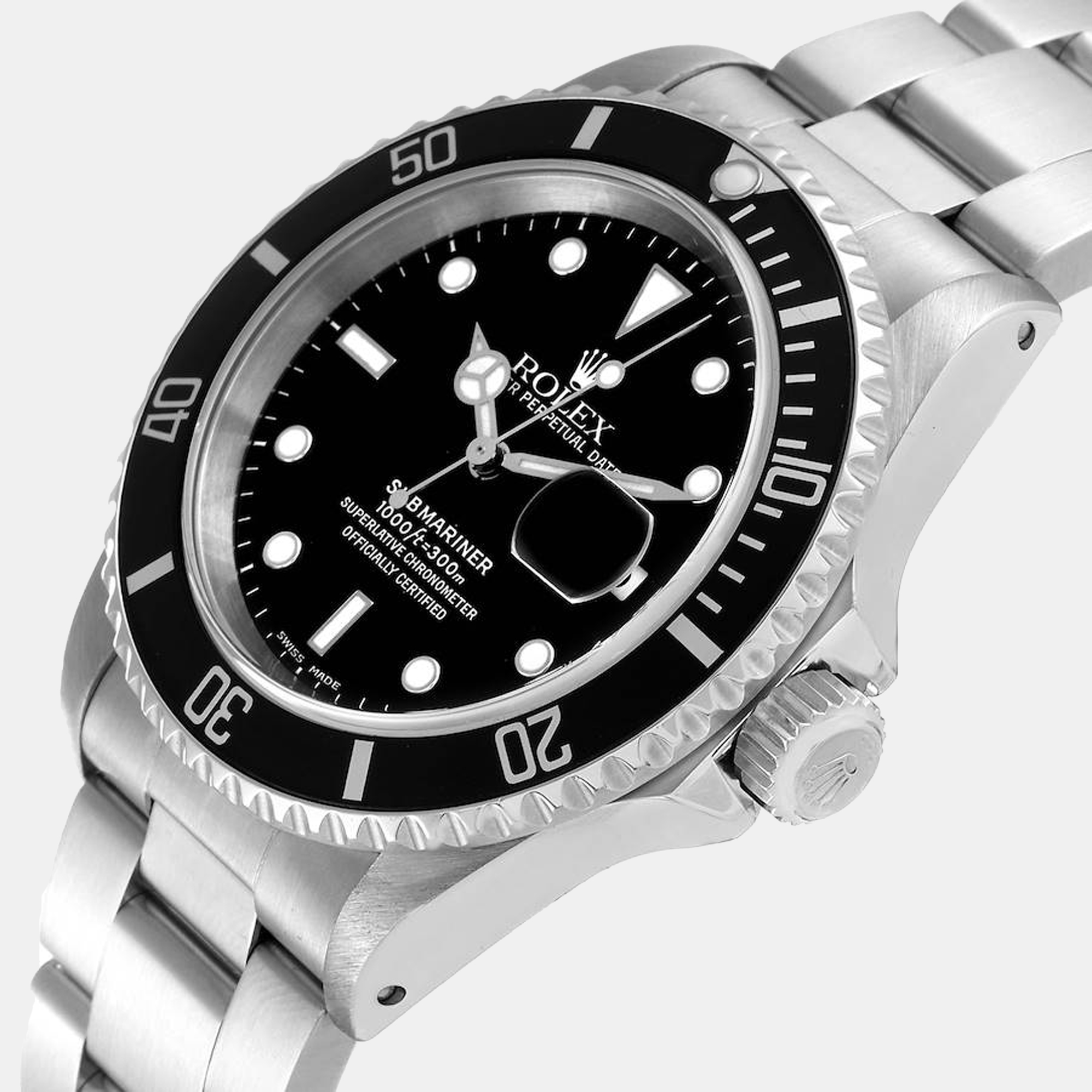 

Rolex Black Stainless Steel Submariner 16610 Men's Wristwatch 40 mm