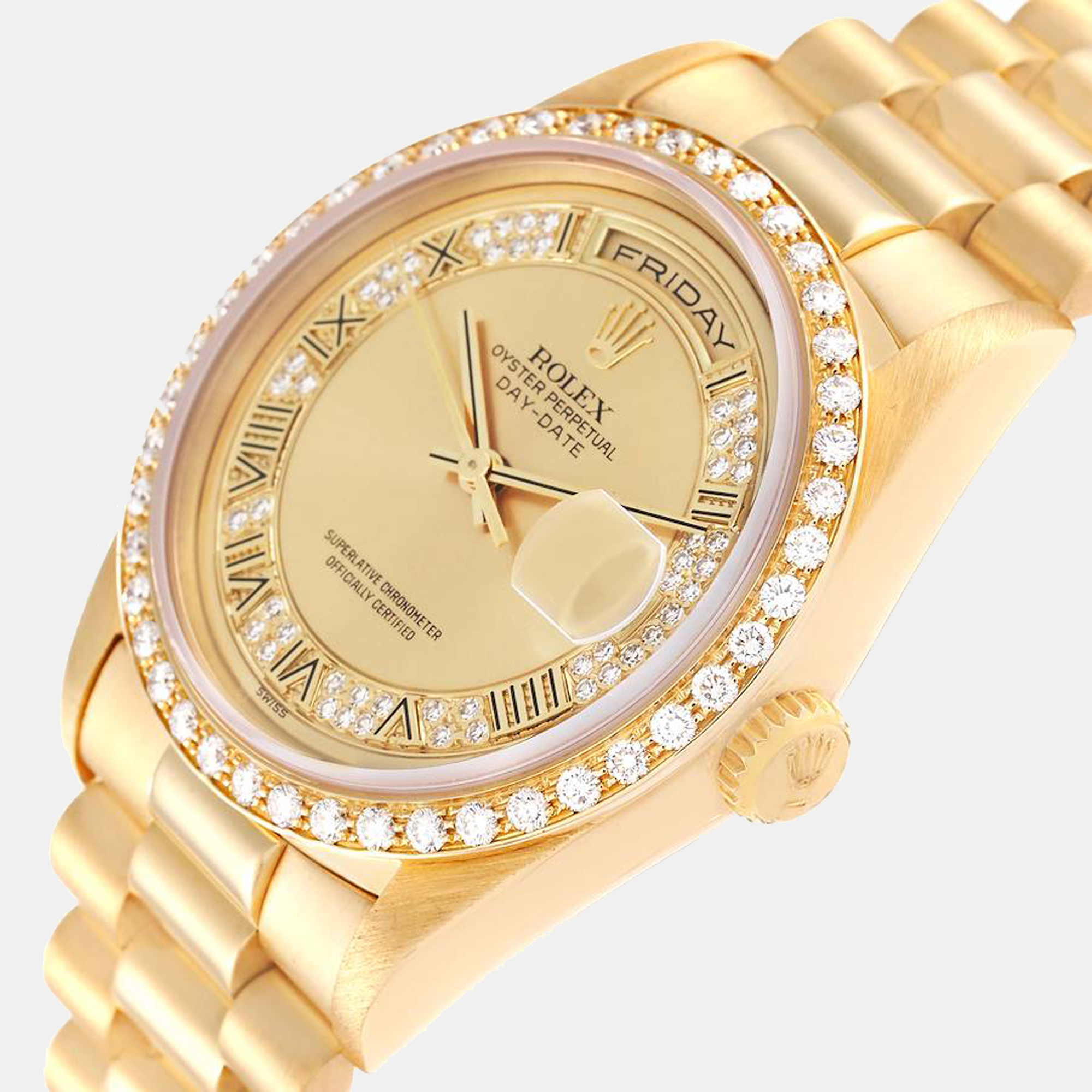 

Rolex President Day Date  Yellow Gold Diamond Men's Watch 18348