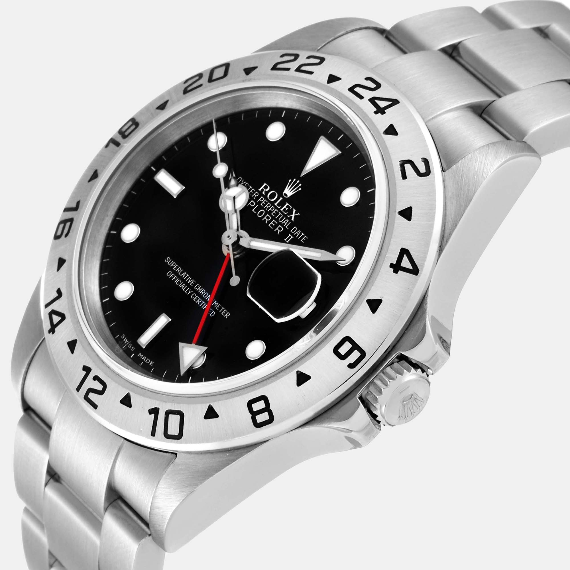 

Rolex Black Stainless Steel Explorer II 16570 Men's Wristwatch 40 mm