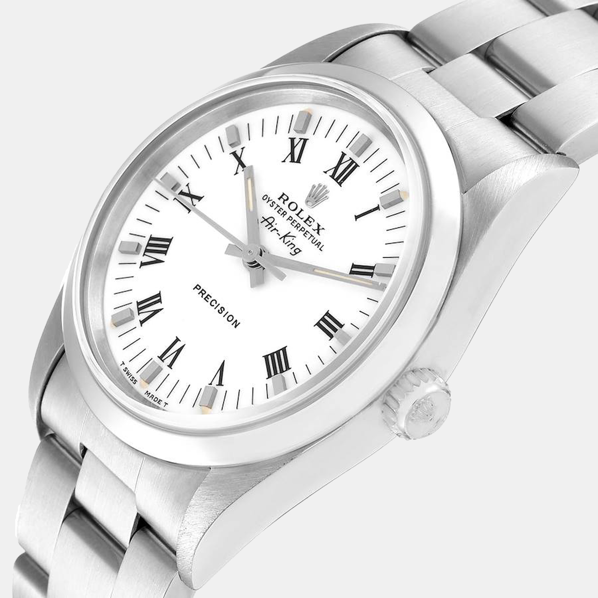 

Rolex White Stainless Steel Air-King 14000 Men's Wristwatch 34 mm