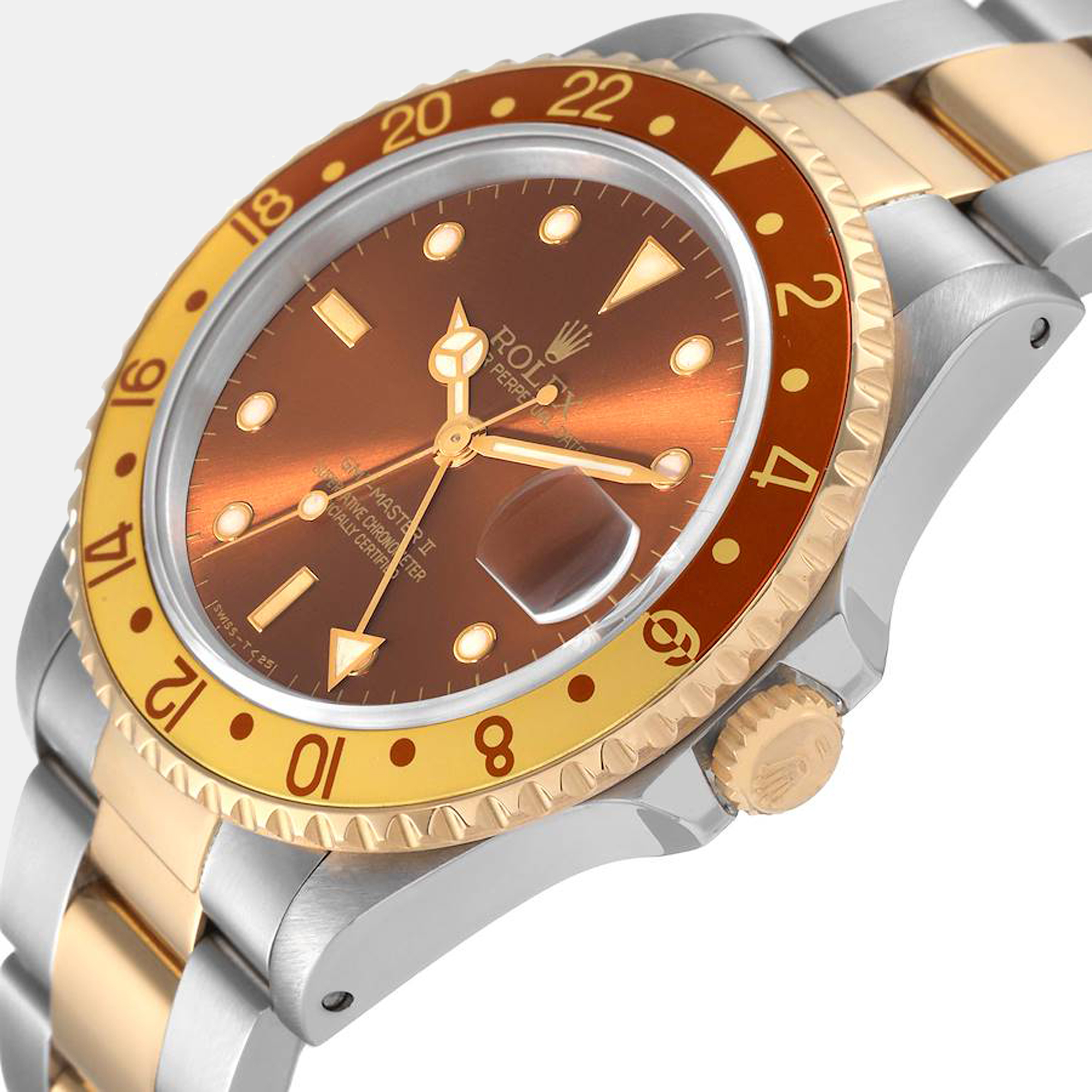 

Rolex Brown 18K Yellow Gold And Stainless Steel GMT-Master II Root Beer 16713 Men's Wristwatch 40 mm