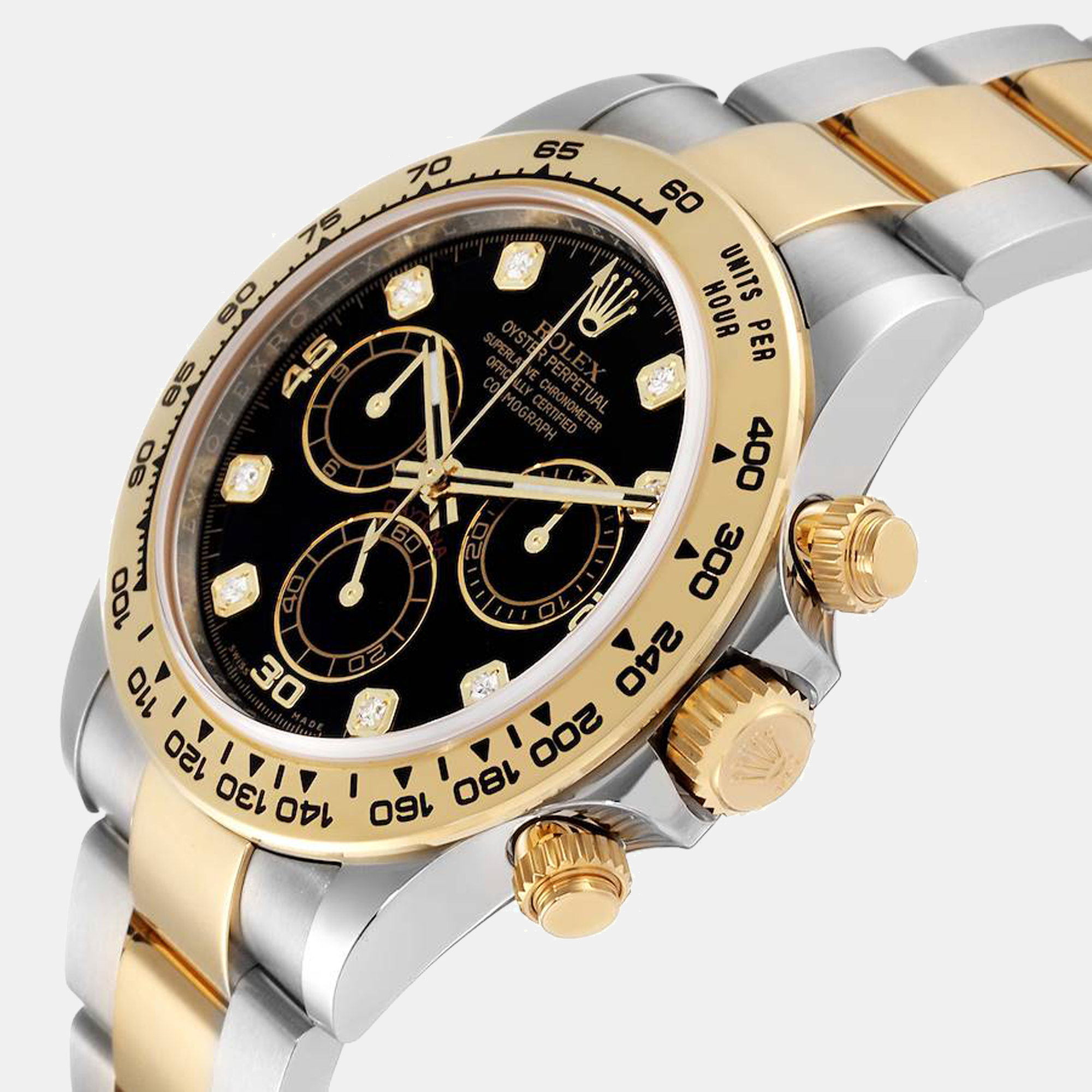 

Rolex Cosmograph Daytona Steel Yellow Gold Diamond Watch 116503, Black