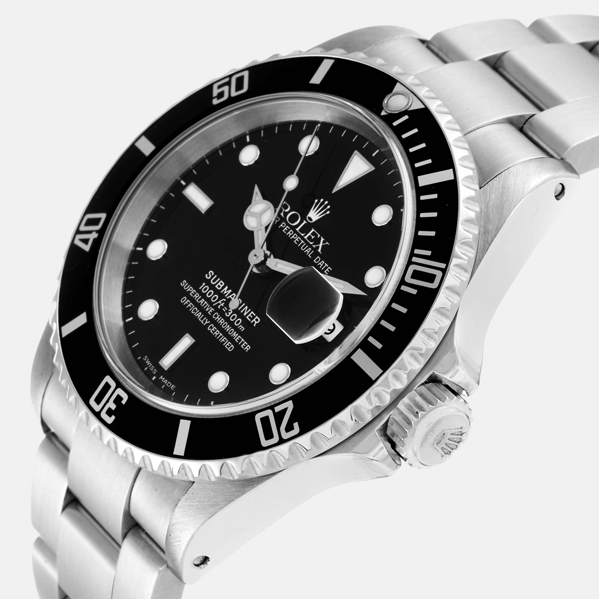 

Rolex Black Stainless Steel Submariner 16610 Men's Wristwatch 40 mm