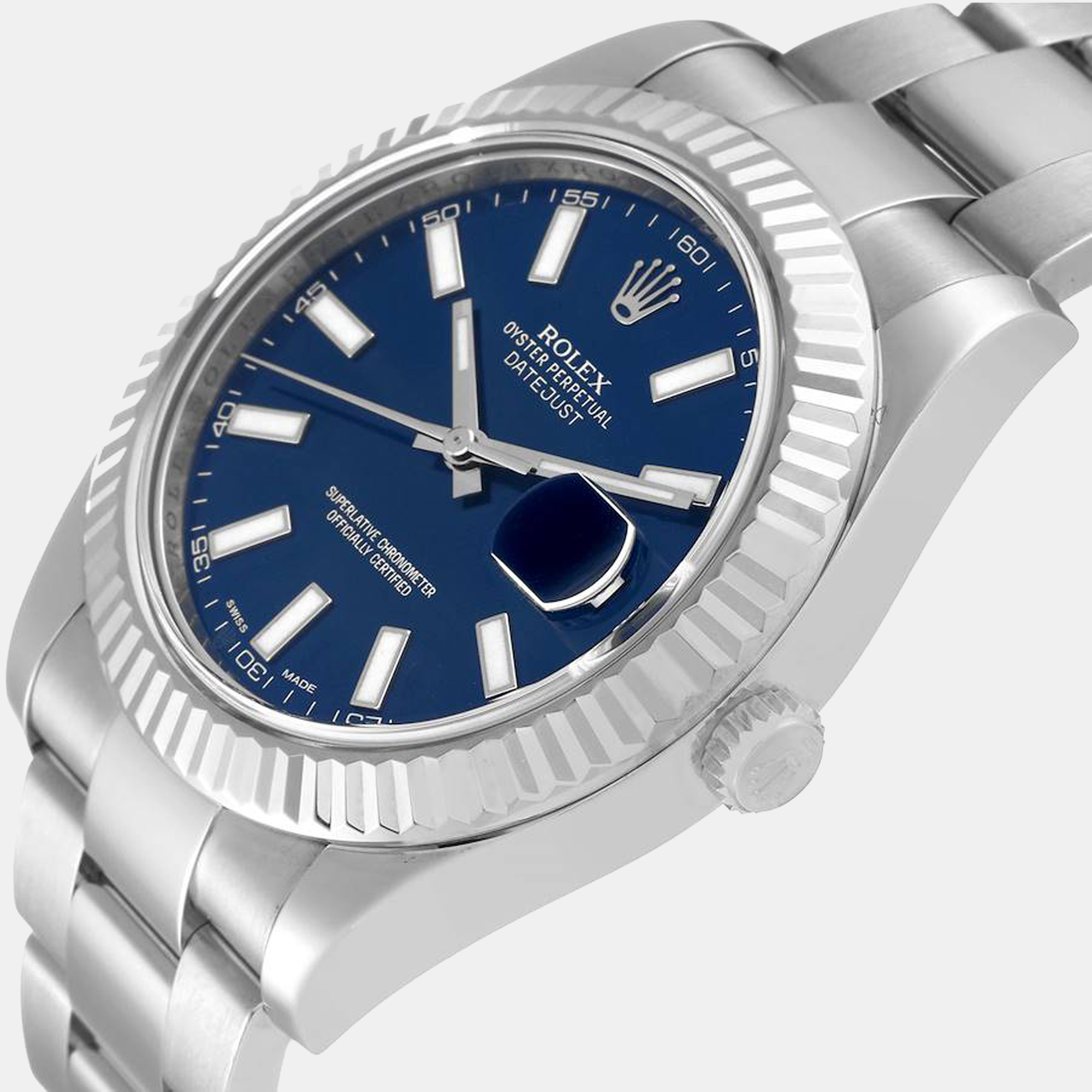 

Rolex Blue 18K White Gold And Stainless Steel Datejust II 16713 Men's Wristwatch 41 mm