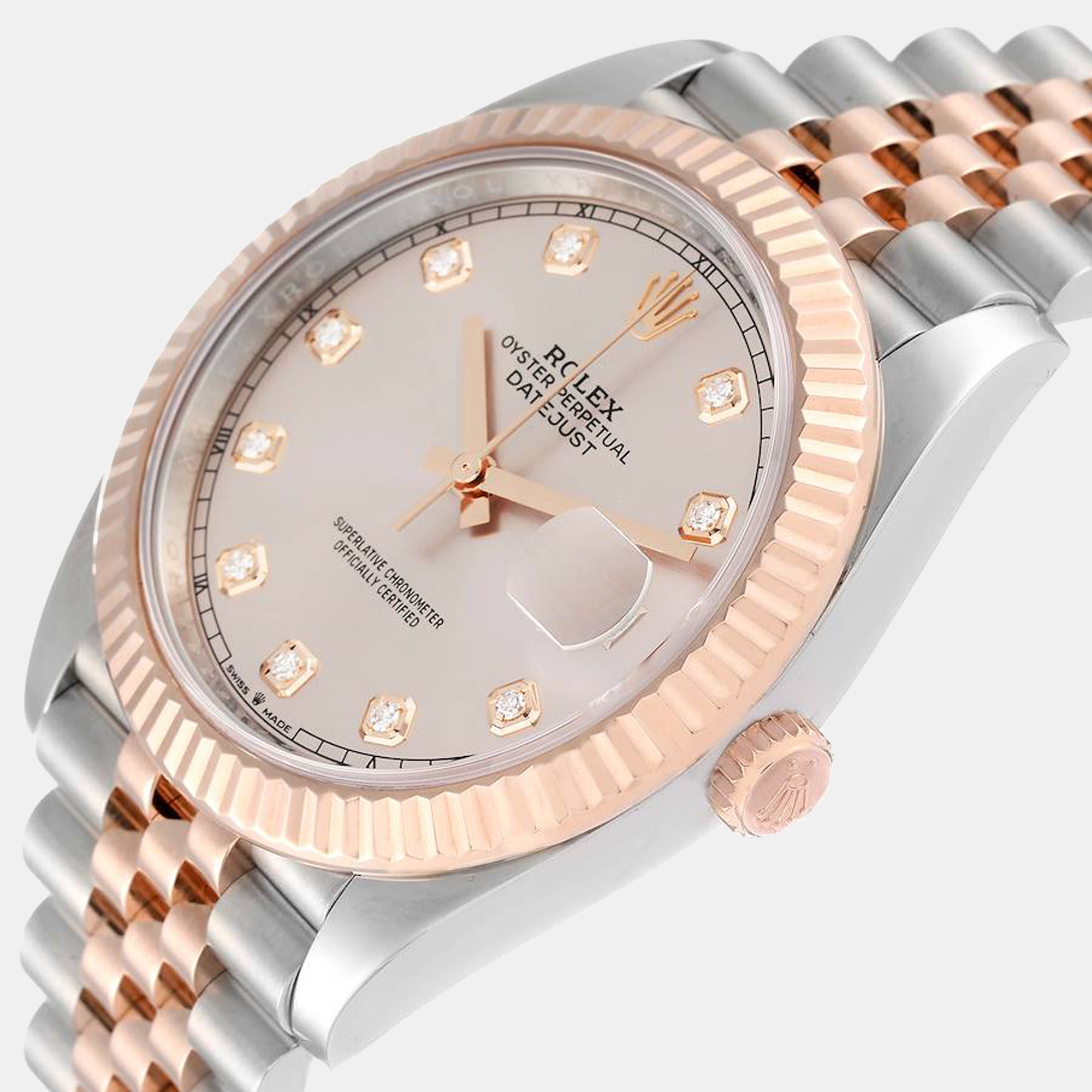 

Rolex Datejust 41 Steel Rose Gold Diamond Dial Men's Watch 126331, Pink