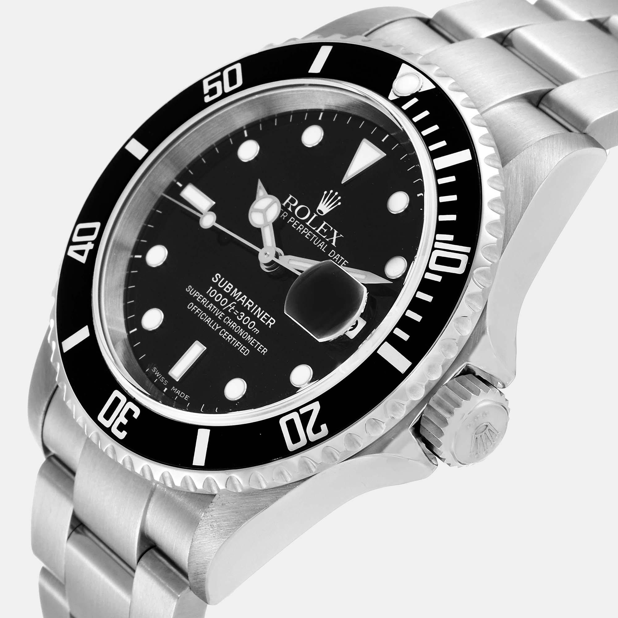 

Rolex Black Stainless Steel Submariner 16610 Men's Wristwatch 40 mm