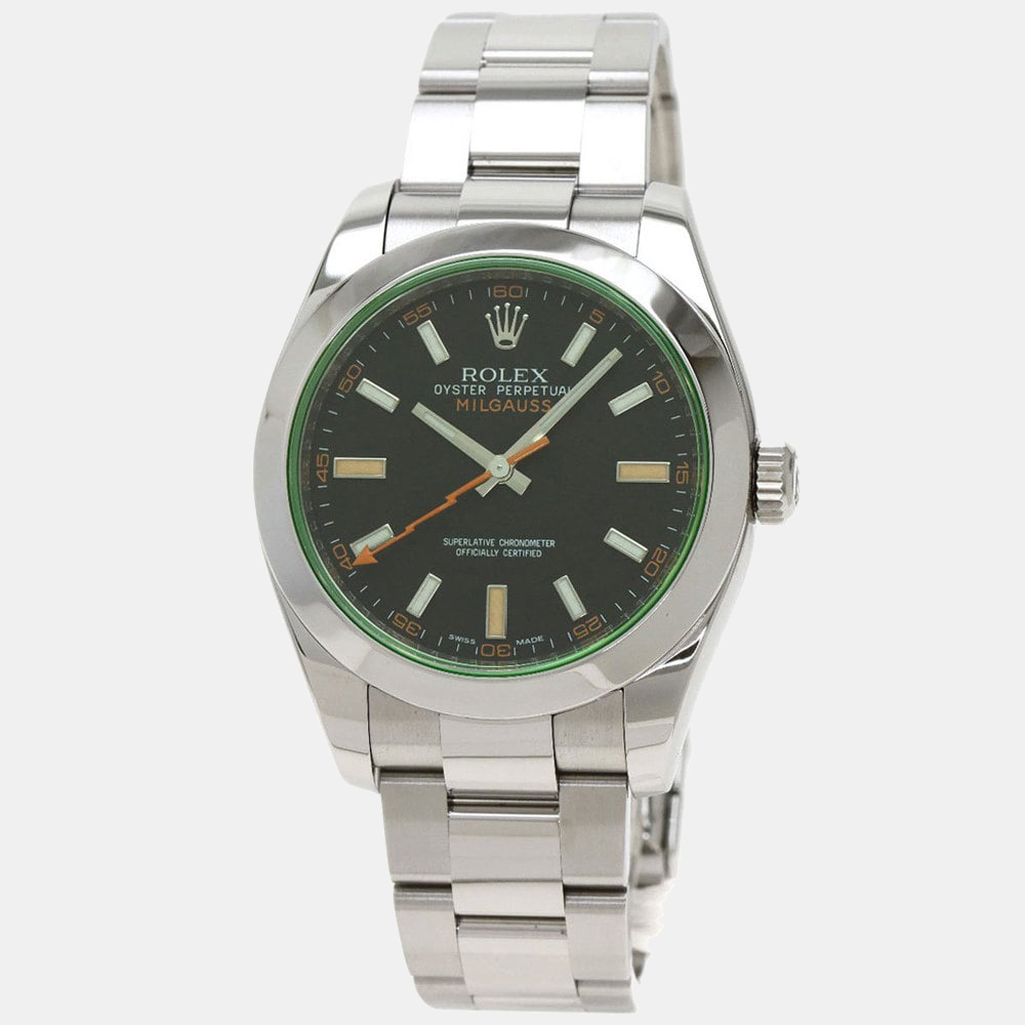 

Rolex Black Stainless Steel Milgauss 116400GV Men's Wristwatch 40 mm