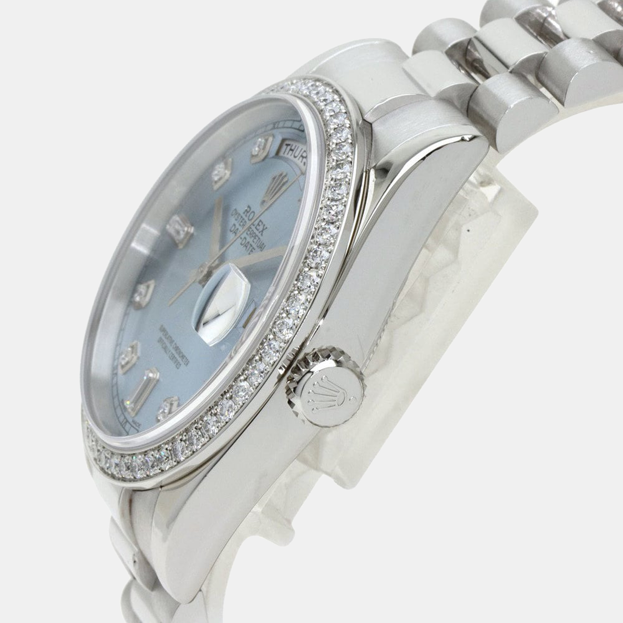 

Rolex Blue Diamonds Platinum Day - Date President 118346A Men's Wristwatch 36 mm