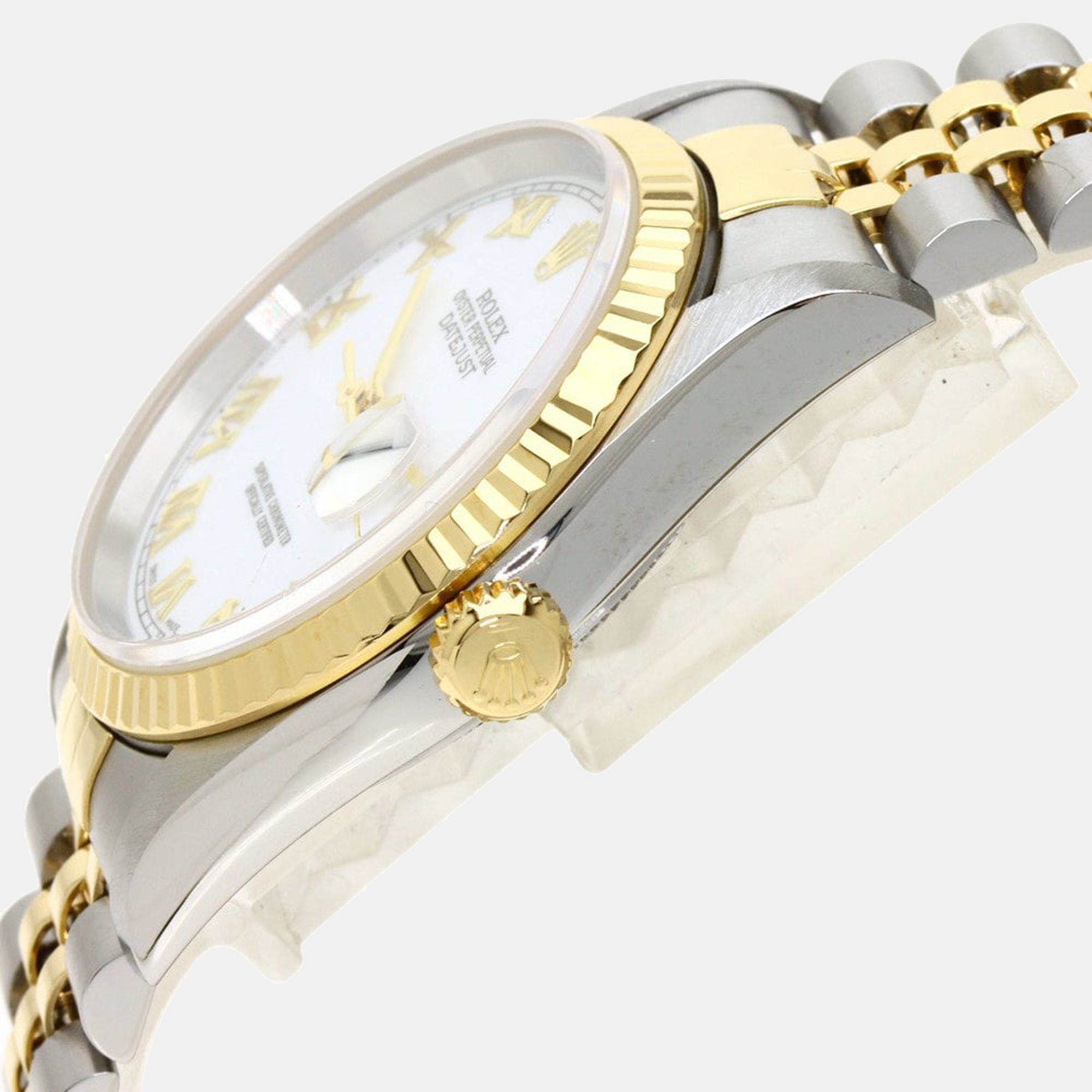 

Rolex White 18K Yellow Gold And Stainless Steel Datejust 16233 Women's Wristwatch 36 mm