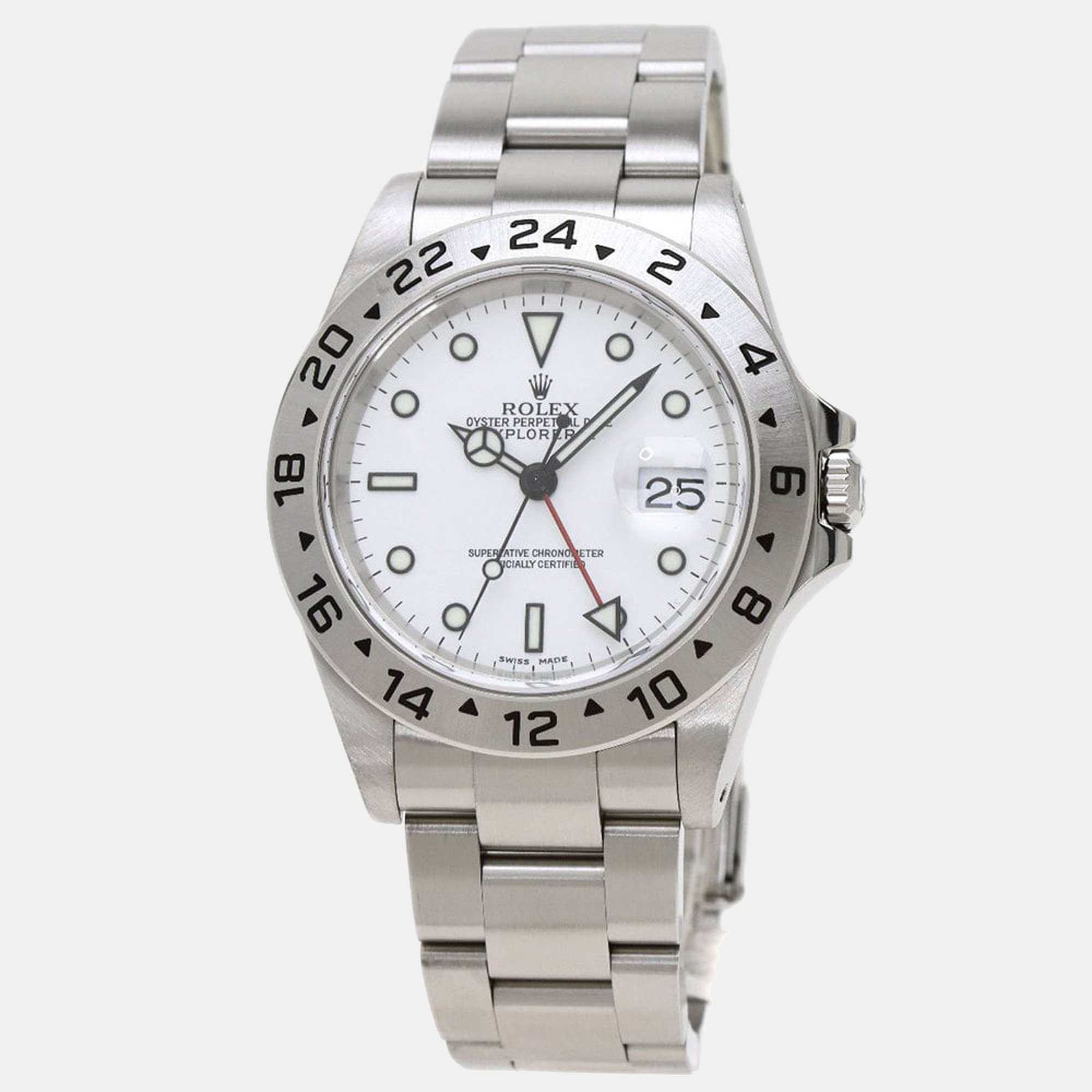 Pre-owned Rolex White Stainless Steel Explorer Ii 16570 Men's Wristwatch 40 Mm