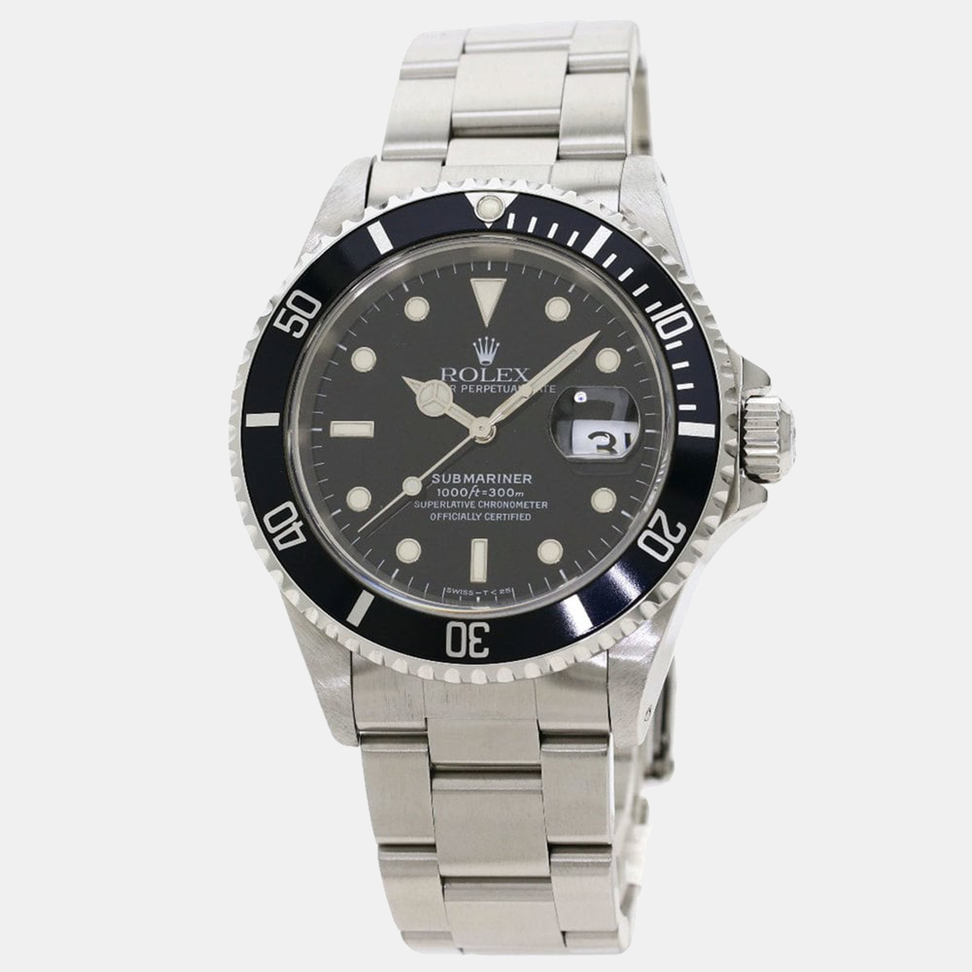 Pre-owned Rolex Black Stainless Steel Submariner 16610 Men's Wristwatch 40 Mm