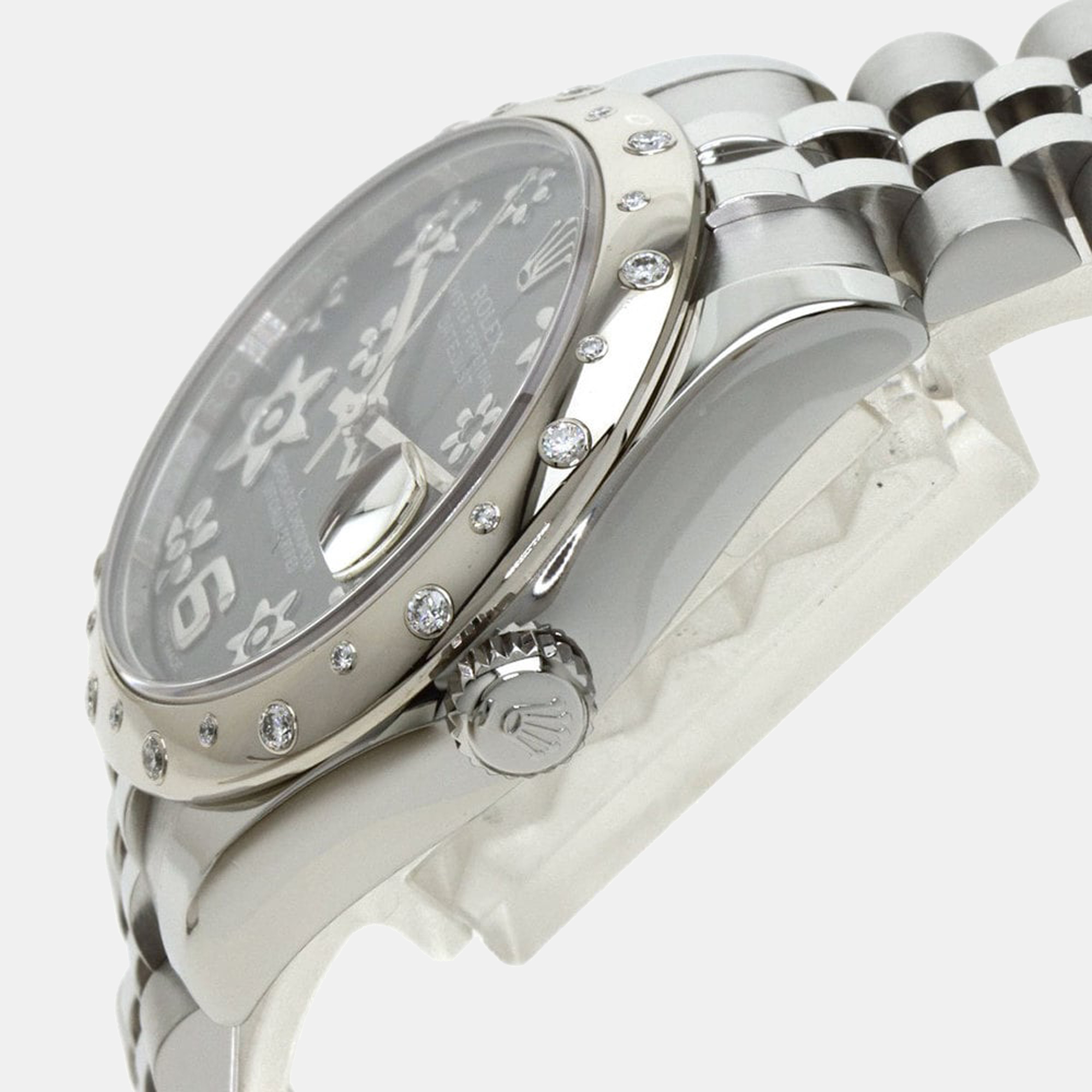 

Rolex Grey Diamonds 18K White Gold And Stainless Steel Datejust 178344 Men's Wristwatch 31 mm, Black