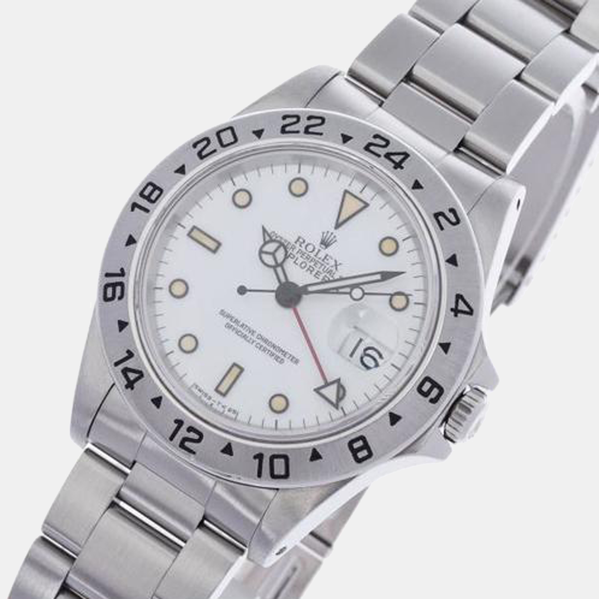 

Rolex White Stainless Steel Explorer II 16570 Men's Wristwatch 40 mm