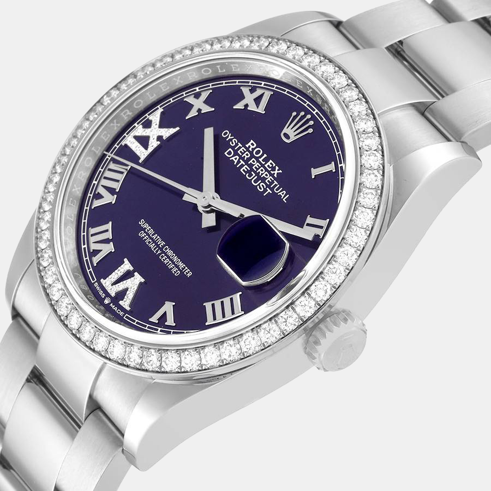 

Rolex Datejust Steel Purple Diamond Dial Bezel Men's Watch 126284