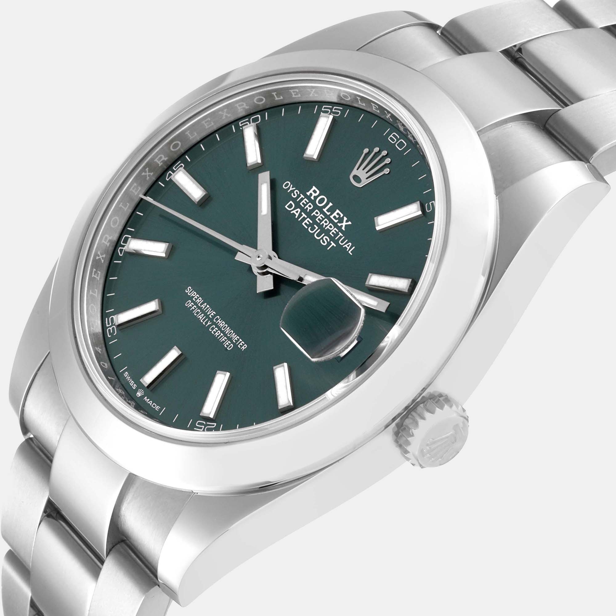 

Rolex Green Stainless Steel Datejust 126300 Men's Wristwatch 41 mm