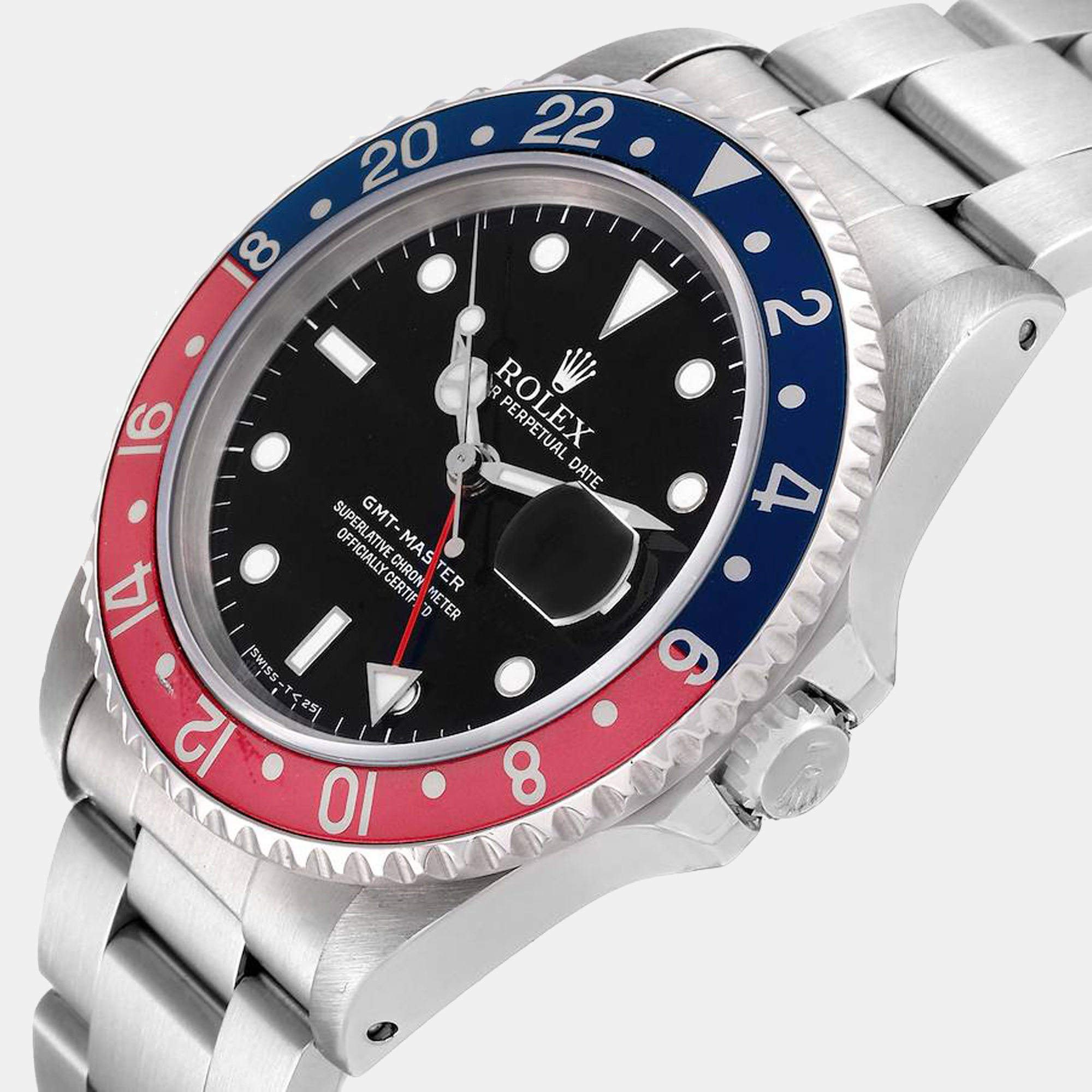 

Rolex GMT Master  Blue Red Pepsi Bezel Steel Men's Watch 16700, Black