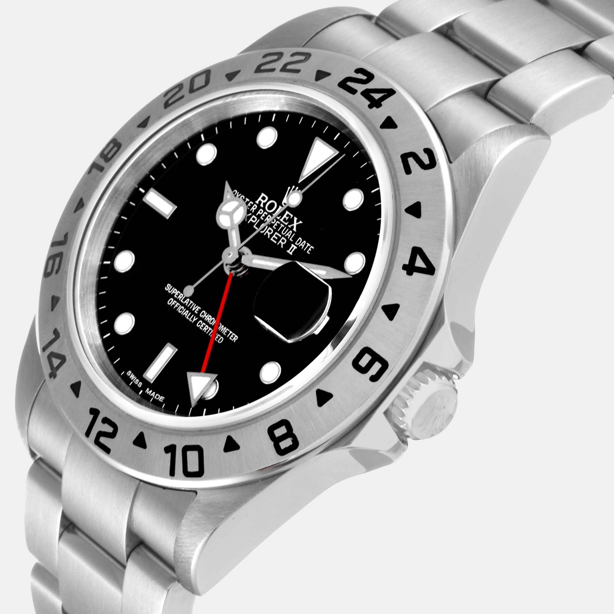 

Rolex Black Stainless Steel Explorer II 16570 Men's Wristwatch 40 mm