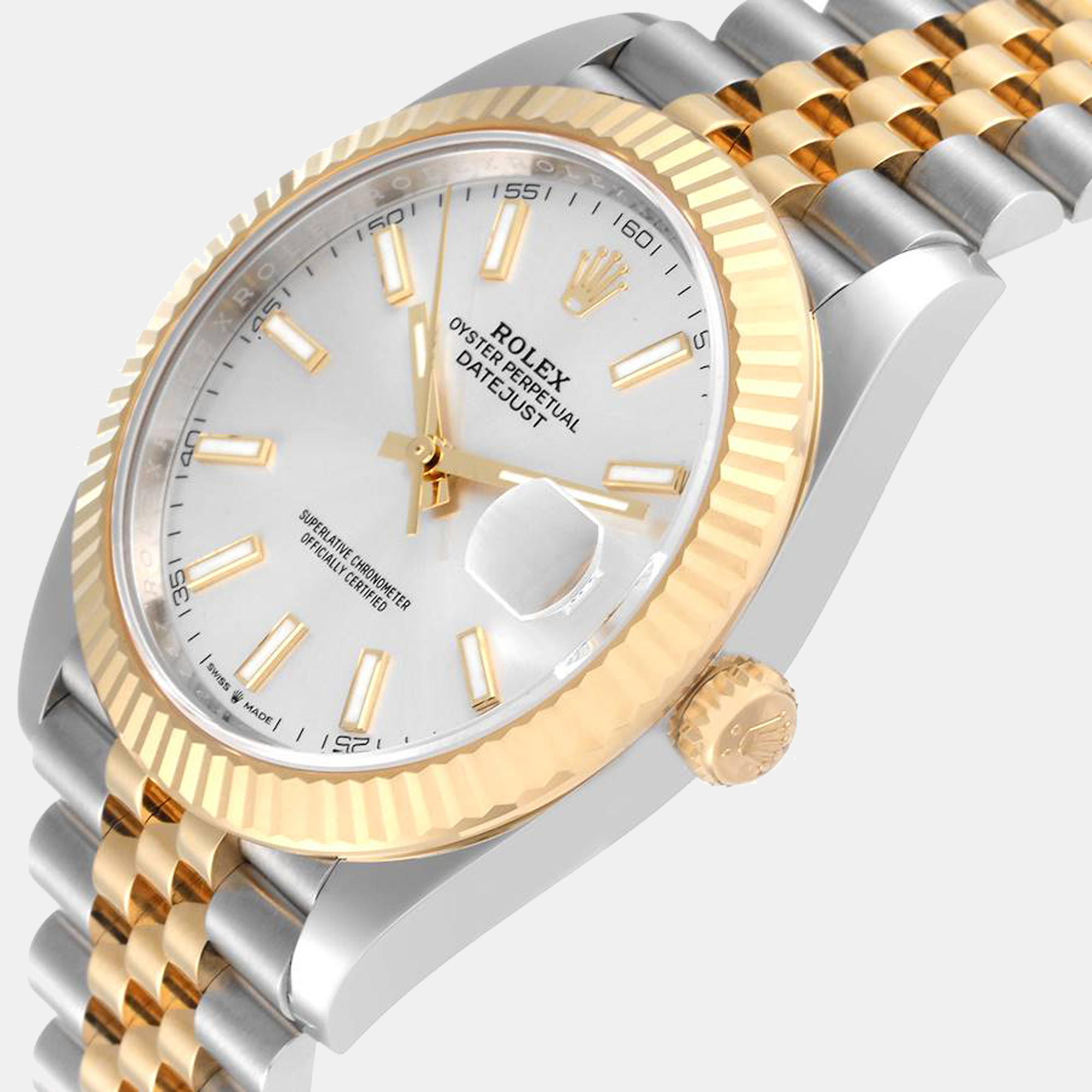 

Rolex Datejust 41 Steel Yellow Gold Silver Dial Men's Watch 126333, White