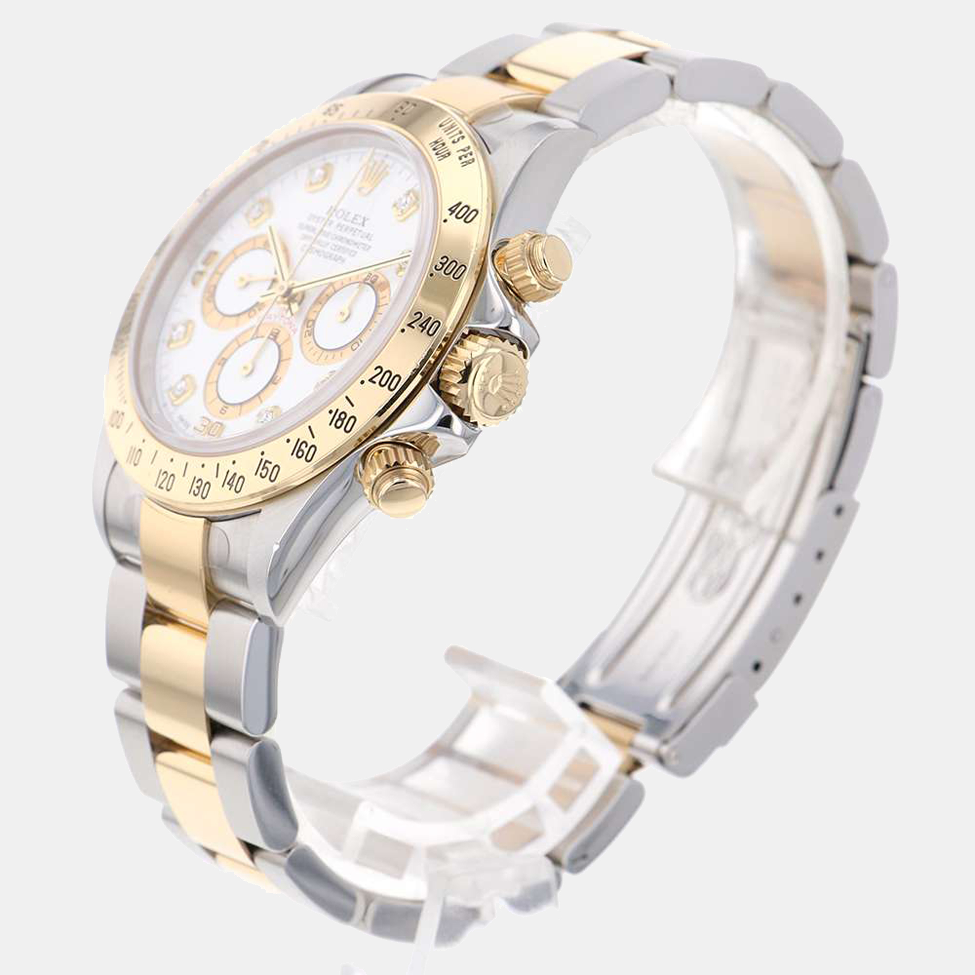 

Rolex White Diamonds 18K Yellow Gold And Stainless Steel Cosmograph Daytona 16523G Men's Wristwatch 40 mm