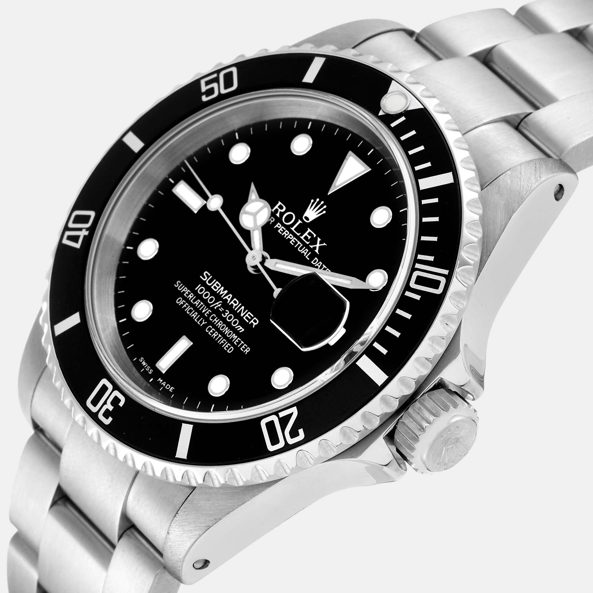 

Rolex Black Stainless Steel Submariner 16610 Men's Wristwatch 40 mm