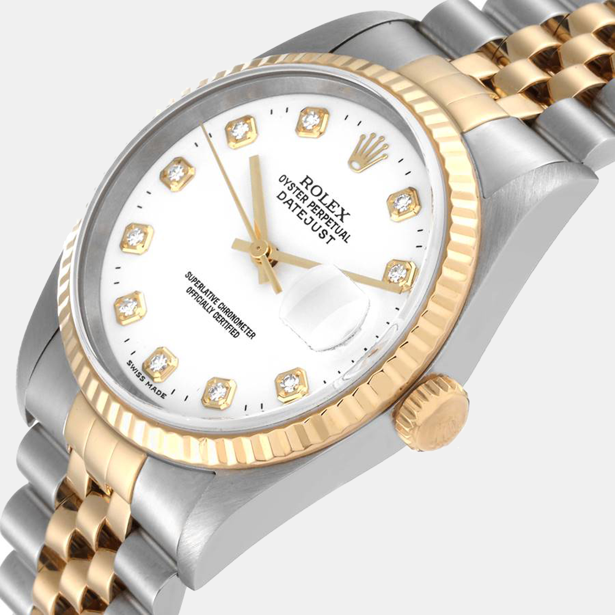 

Rolex Datejust Stainless Steel Yellow Gold Men's Watch 16233, White