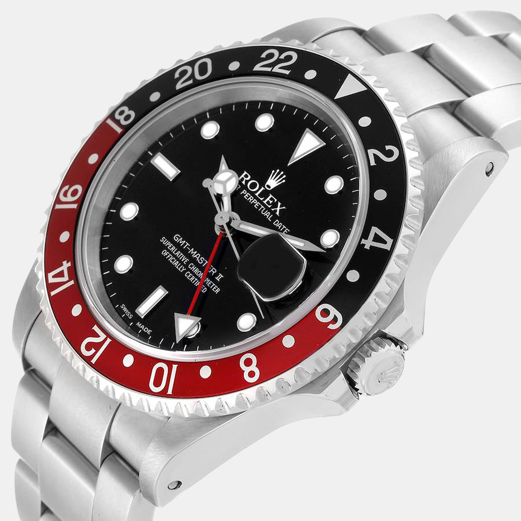 

Rolex GMT Master II Black Red Coke Bezel Steel Watch 16710