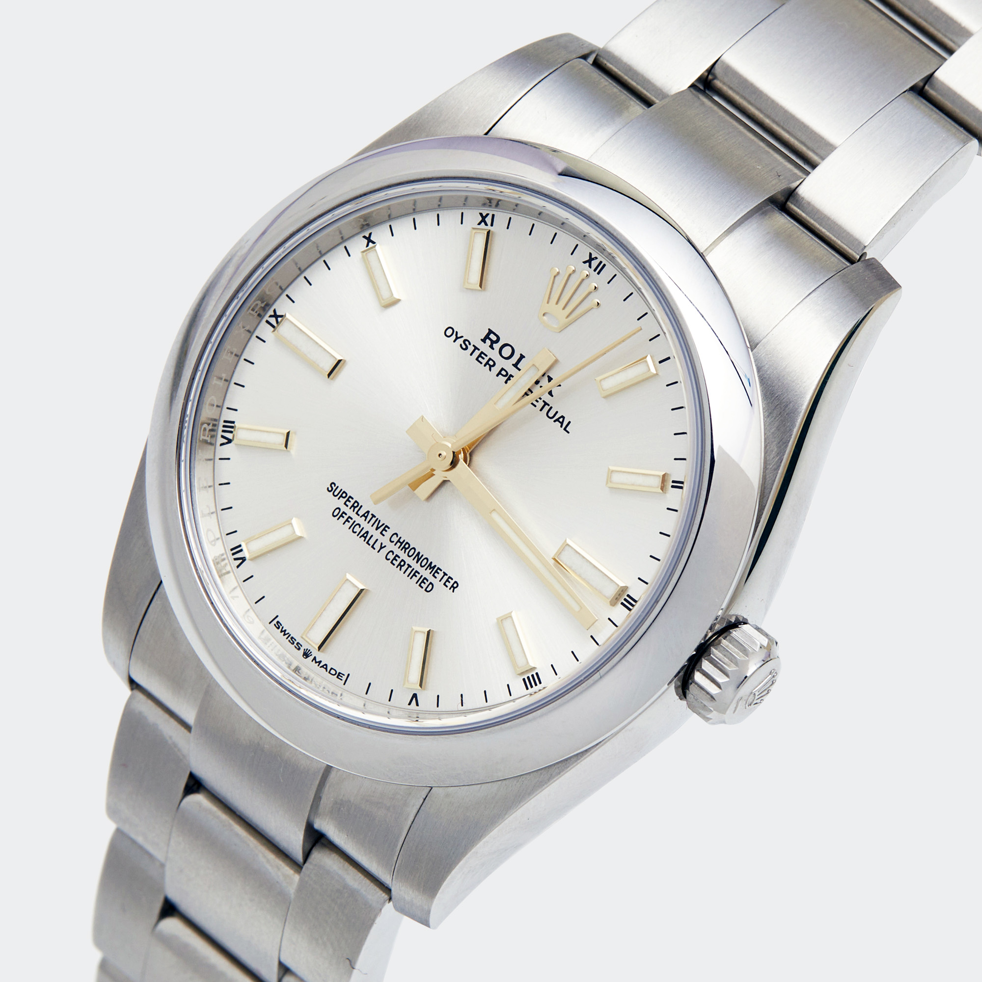 

Rolex Silver Oystersteel Oyster Perpetual