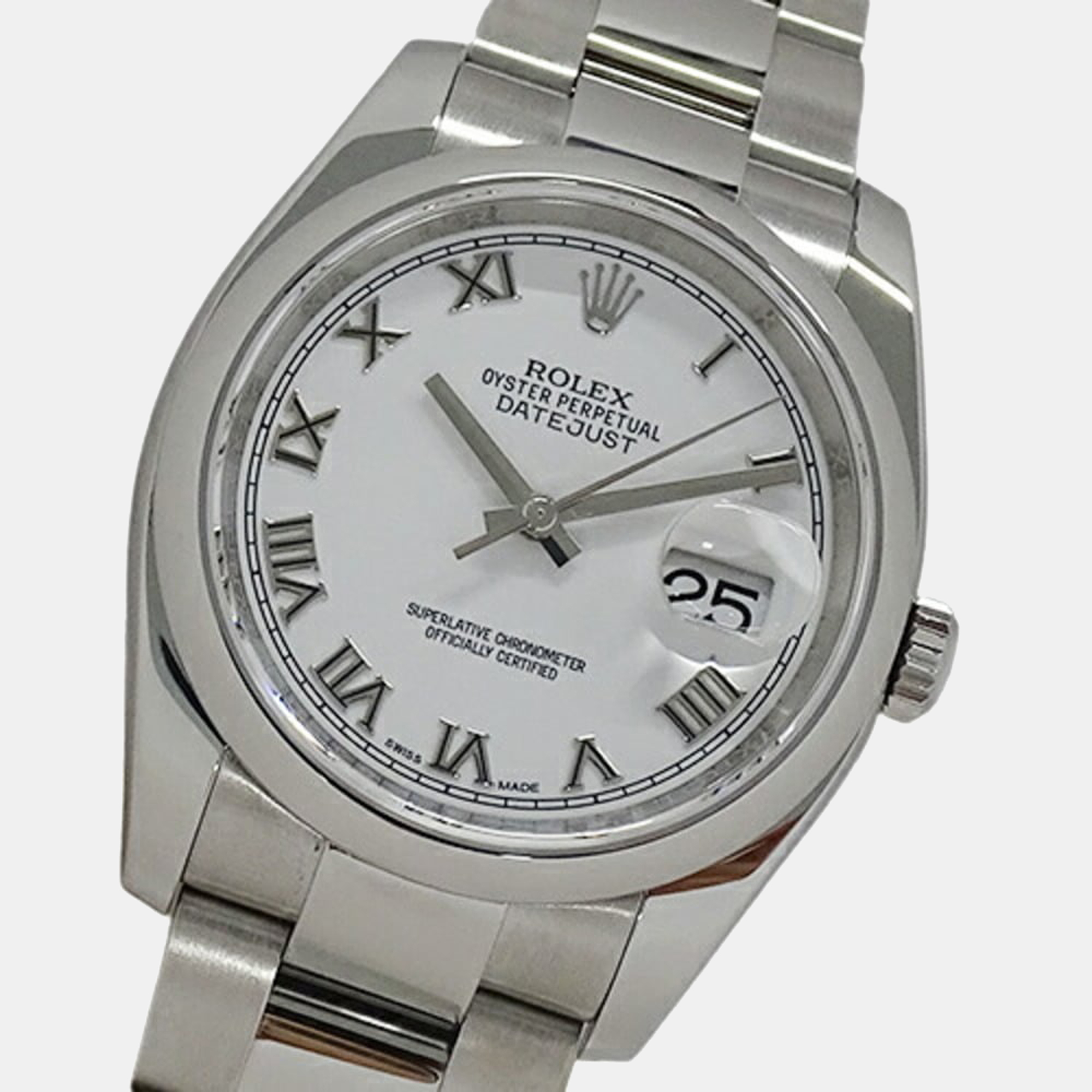 

Rolex White Stainless Steel Datejust 116200 Men's Wristwatch 36 mm