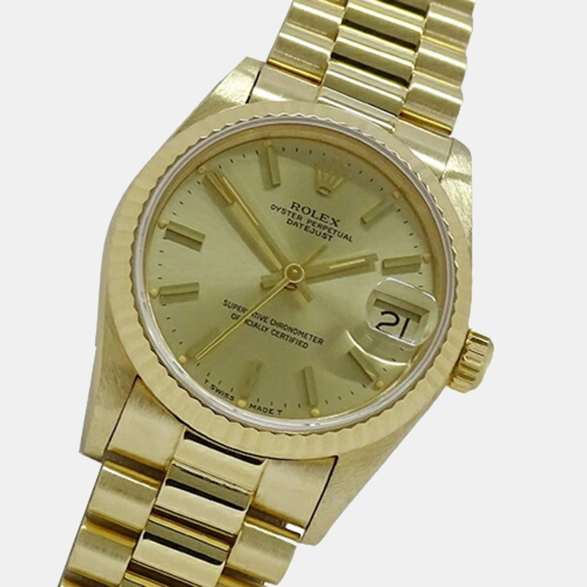 

Rolex Champagne 18K Yellow Gold Datejust 68278 Men's Wristwatch 31 mm