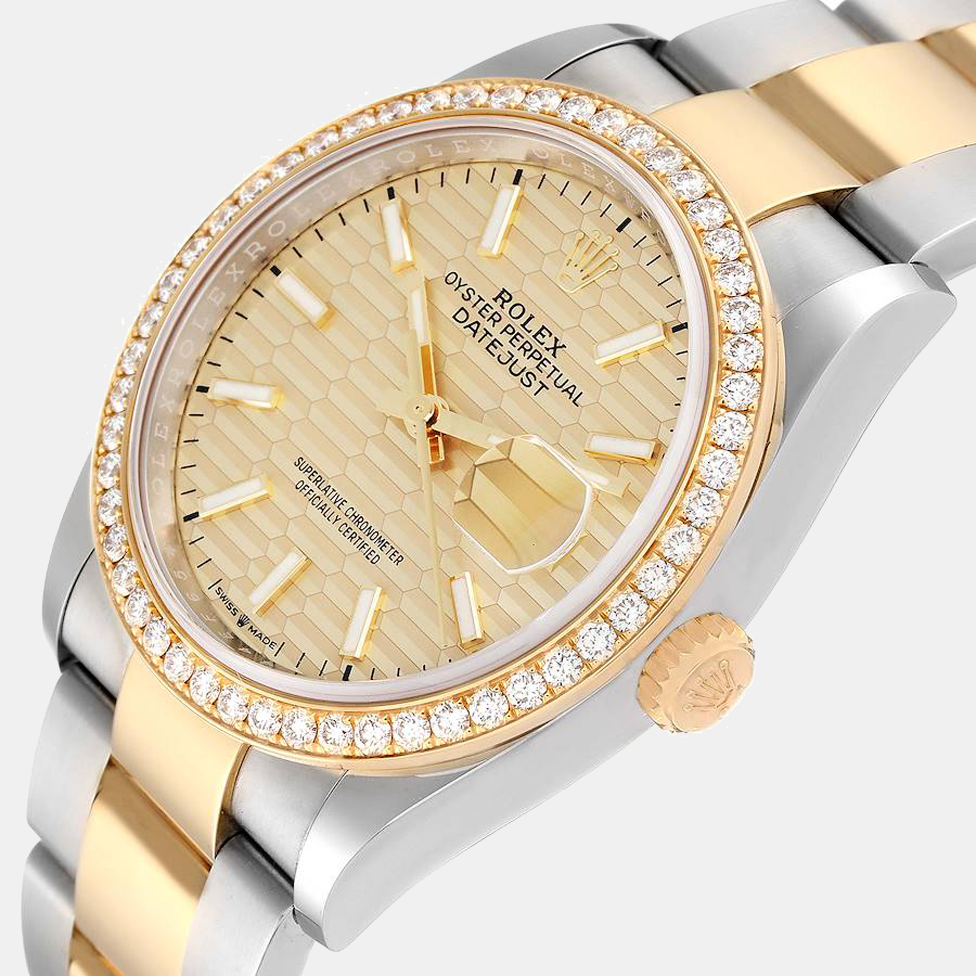 

Rolex Datejust Steel Yellow Gold Fluted Dial Diamond Watch 126283
