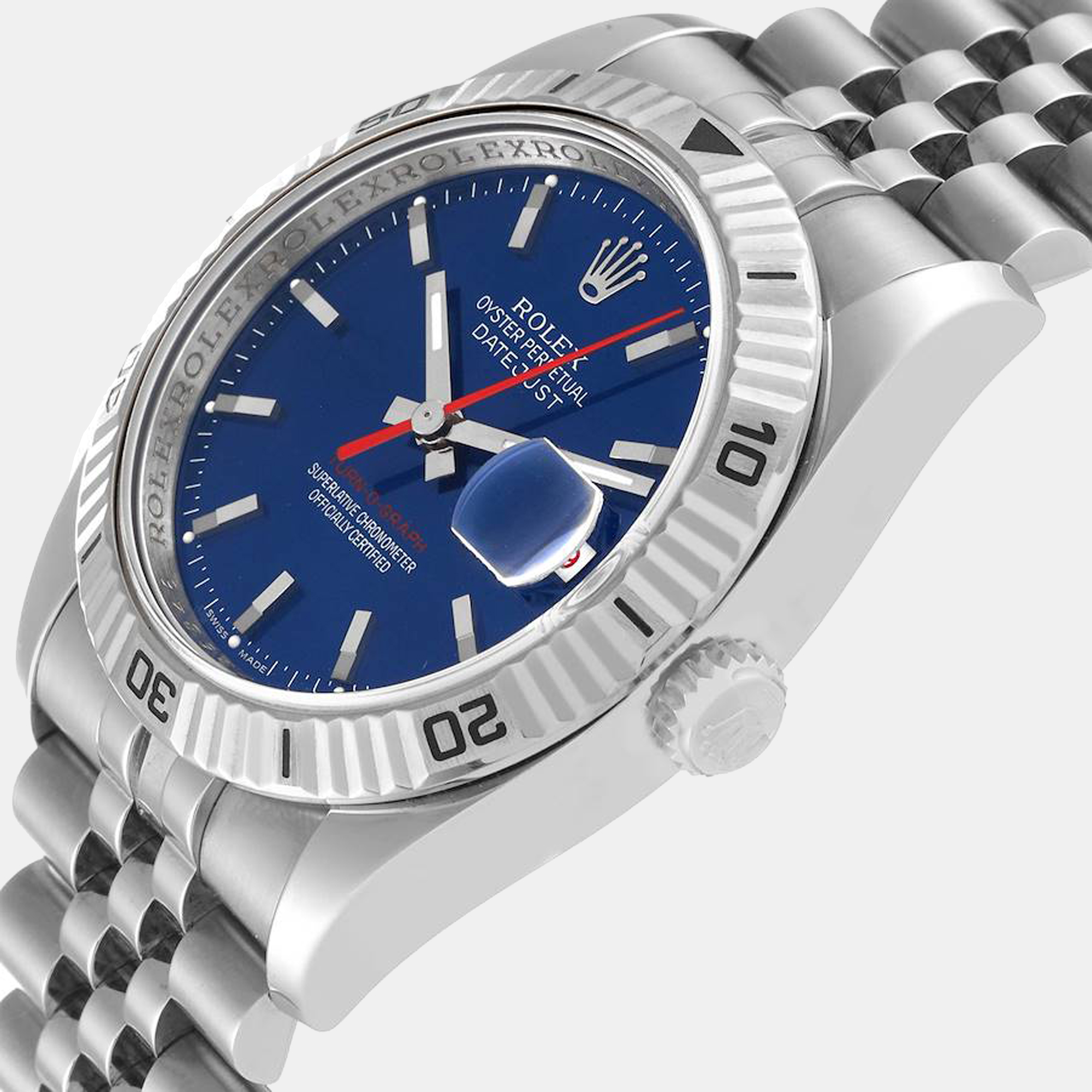 

Rolex Datejust Turnograph Steel White Gold Blue Dial Men's Watch 116264